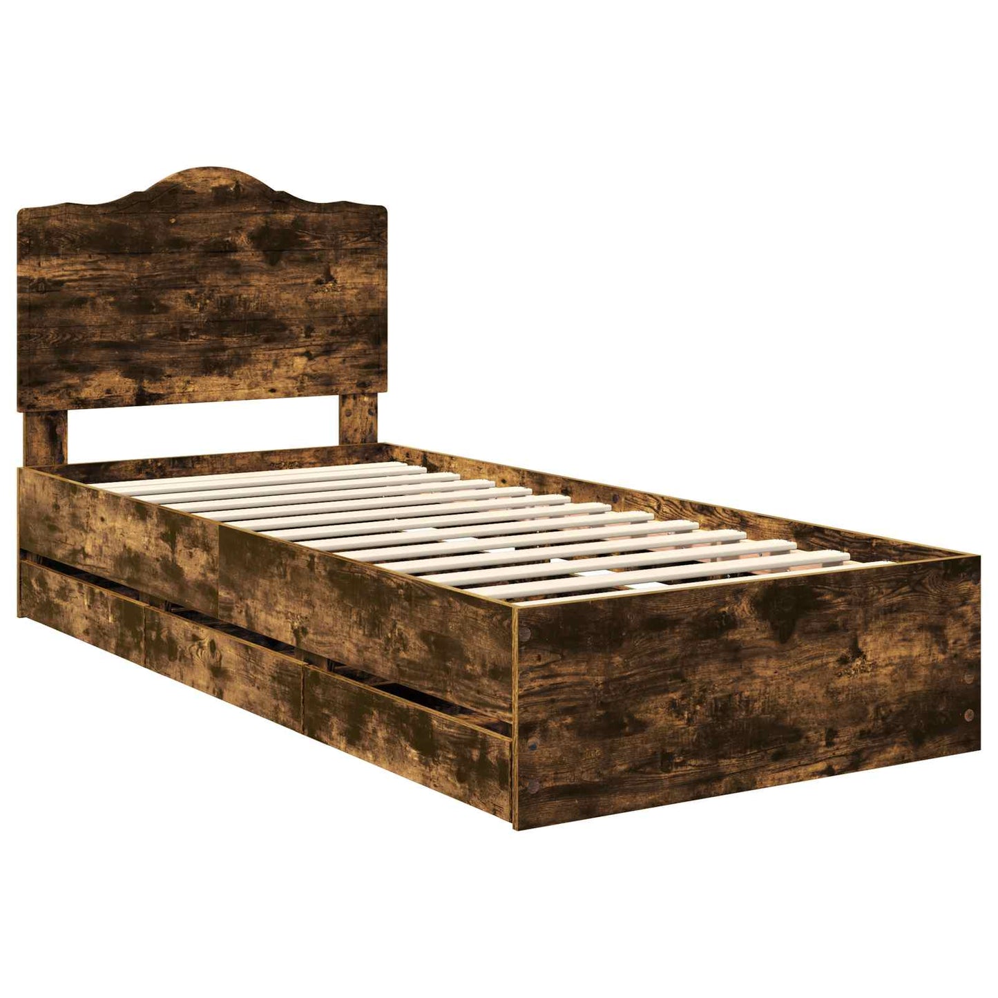 vidaXL Σκελετός Κρεβατιού Καπνιστή Δρυς 75 x 190 cm Μηχανήματος Ξύλο