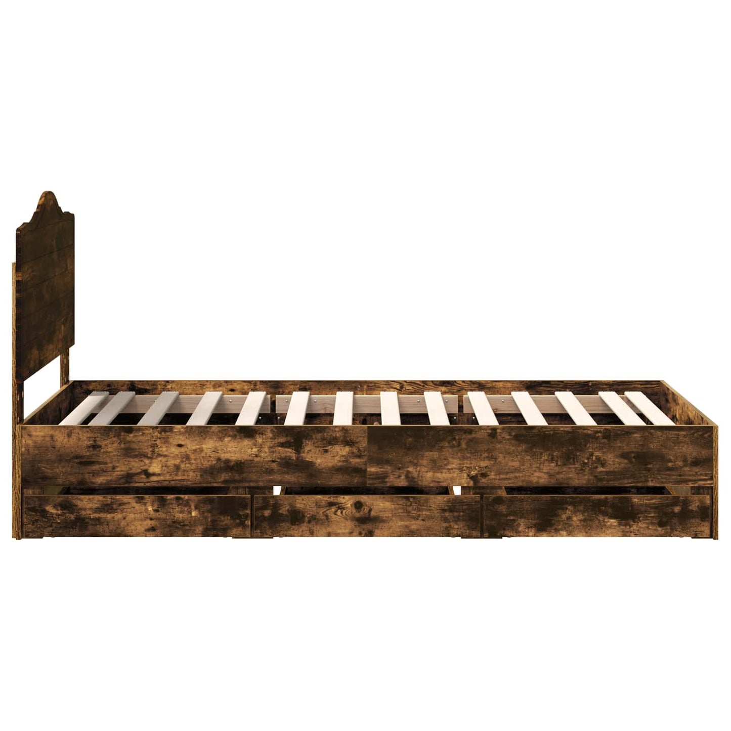 vidaXL Σκελετός Κρεβατιού Καπνιστή Δρυς 75 x 190 cm Μηχανήματος Ξύλο