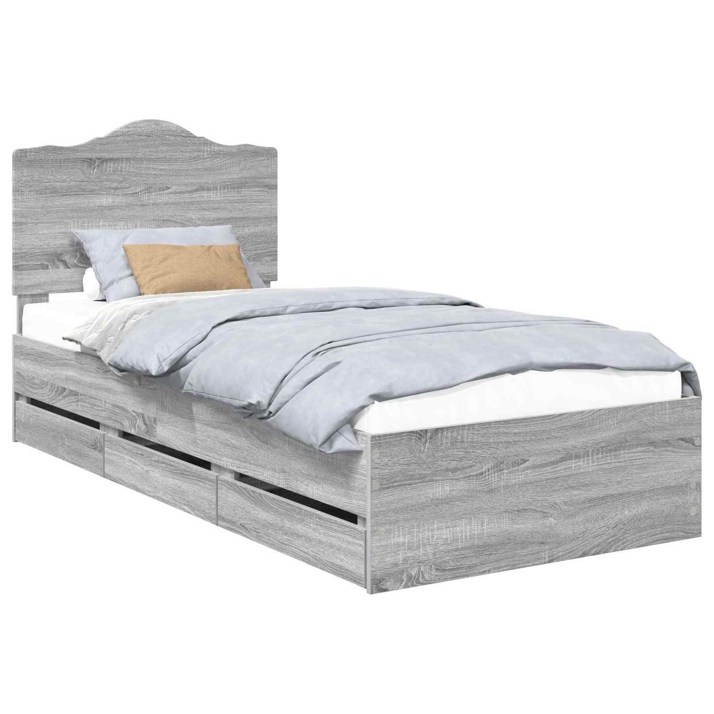 vidaXL Σκελετός Κρεβατιού Γκρι Σονομά 75 x 190 cm Μηχανήματος Ξύλο