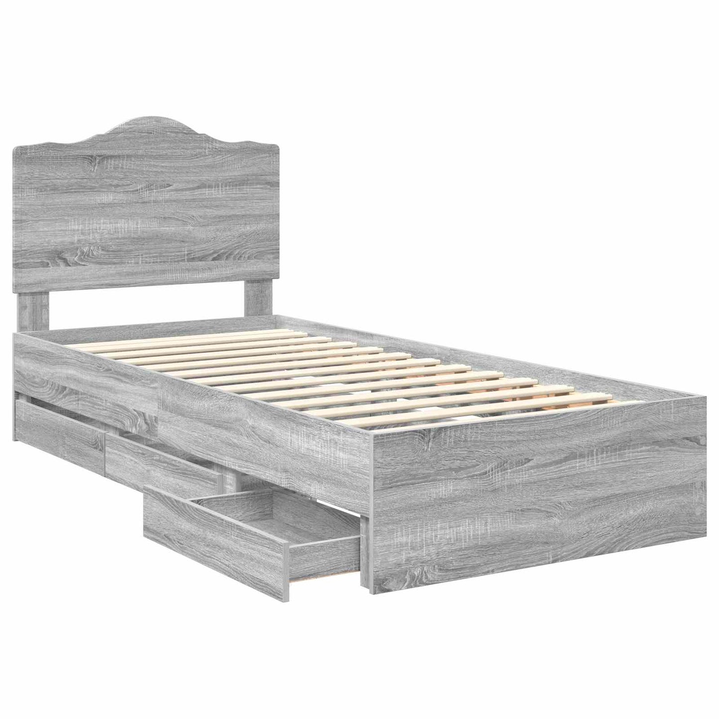 vidaXL Σκελετός Κρεβατιού Γκρι Σονομά 75 x 190 cm Μηχανήματος Ξύλο