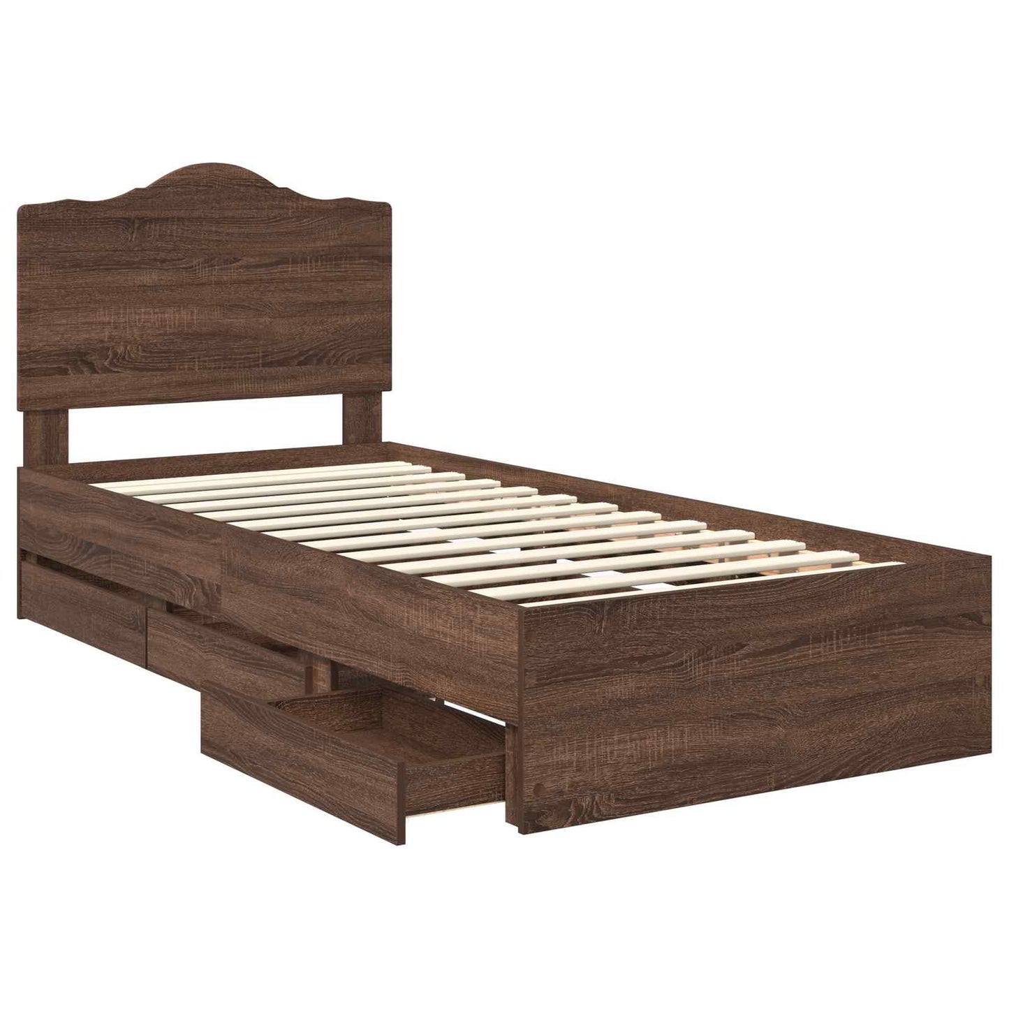 vidaXL Σκελετός Κρεβατιού Καφέ δρυς 75 x 190 cm Μηχανήματος Ξύλο