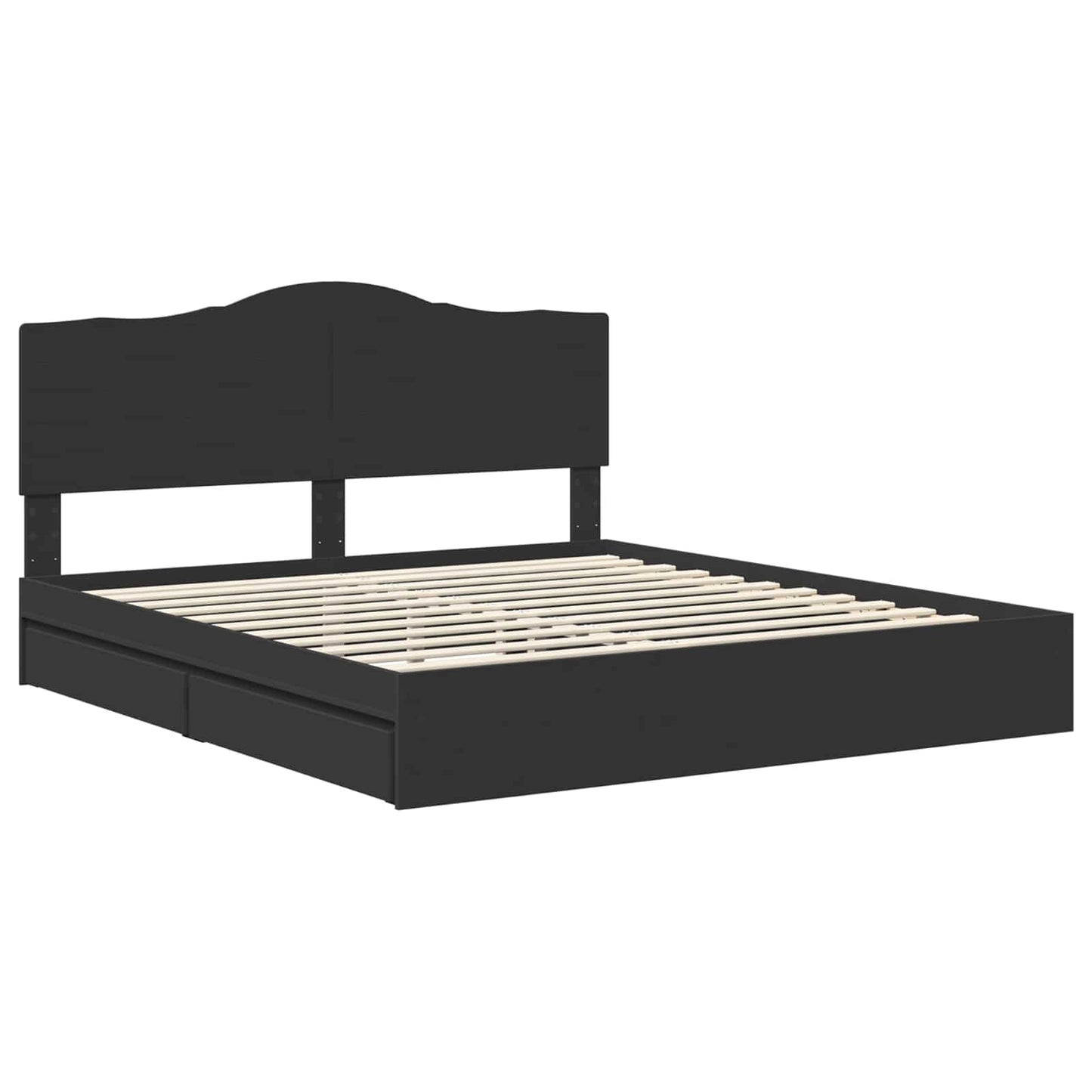 vidaXL Κρεβάτι Αποθήκης Μαύρο 200 x 200 cm Επεξεργασμένο ξύλο