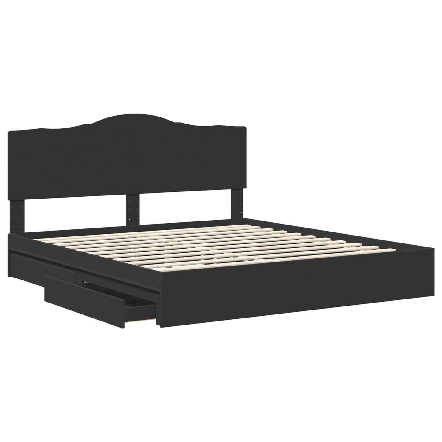 vidaXL Κρεβάτι Αποθήκης Μαύρο 200 x 200 cm Επεξεργασμένο ξύλο