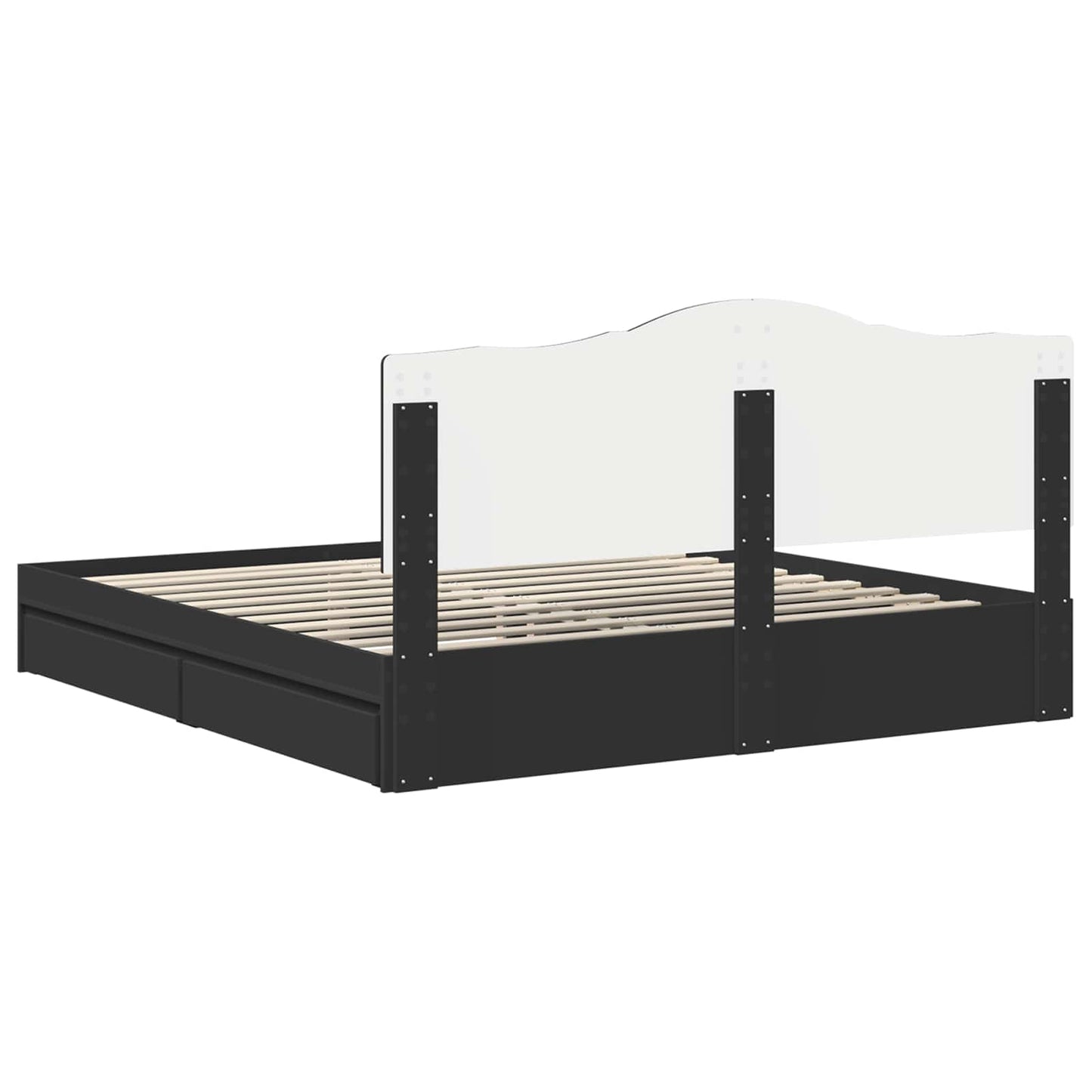 vidaXL Κρεβάτι Αποθήκης Μαύρο 200 x 200 cm Επεξεργασμένο ξύλο