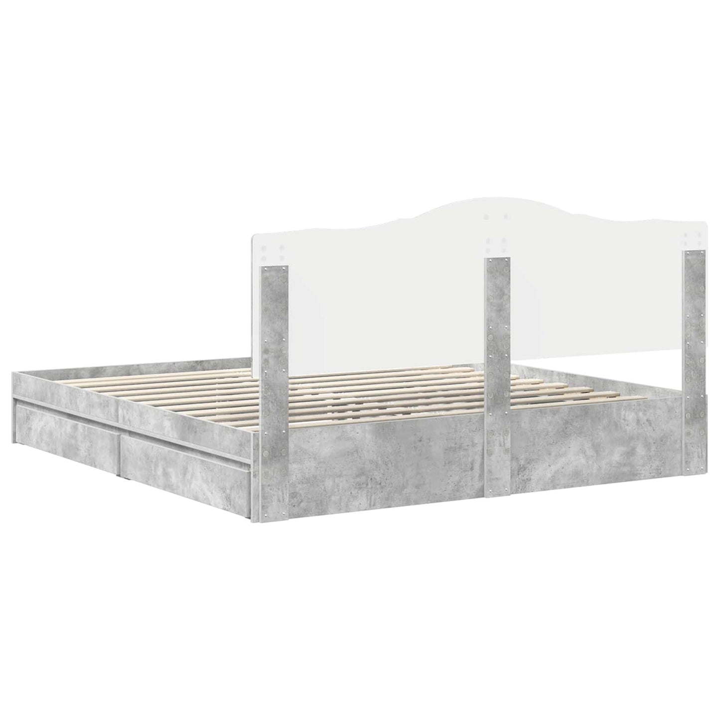 vidaXL Κρεβάτι Αποθήκης Σκυρόδεμα Γκρι 200 x 200 cm Επεξεργασμένο ξύλο
