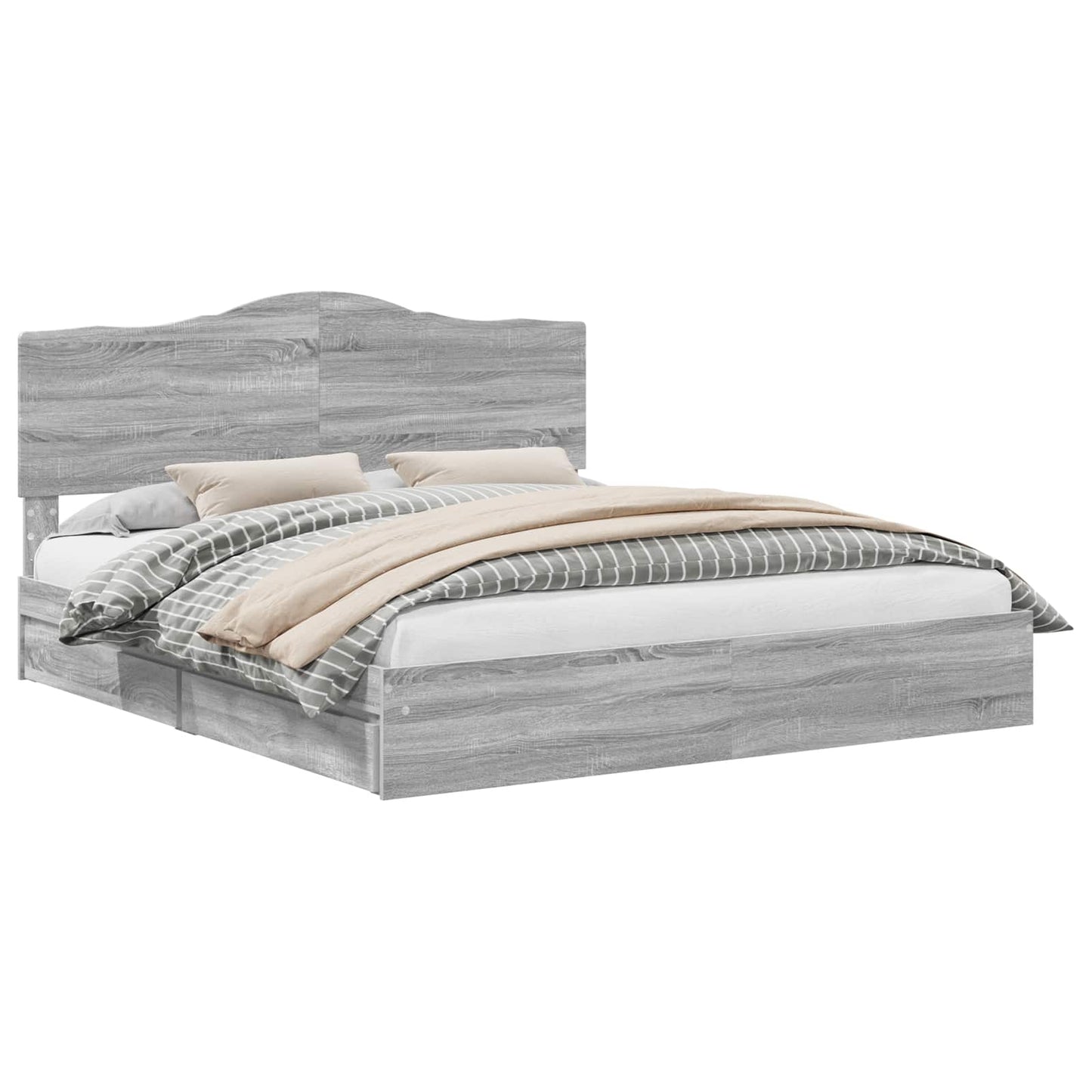 vidaXL Κρεβάτι Αποθήκης Γκρίζο Σονομα 200 x 200 cm Επεξεργασμένο ξύλο