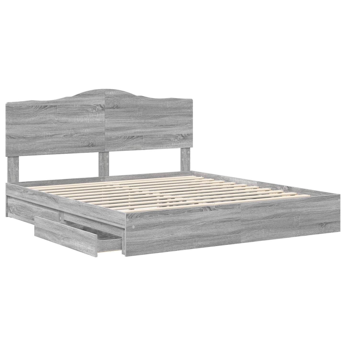 vidaXL Κρεβάτι Αποθήκης Γκρίζο Σονομα 200 x 200 cm Επεξεργασμένο ξύλο