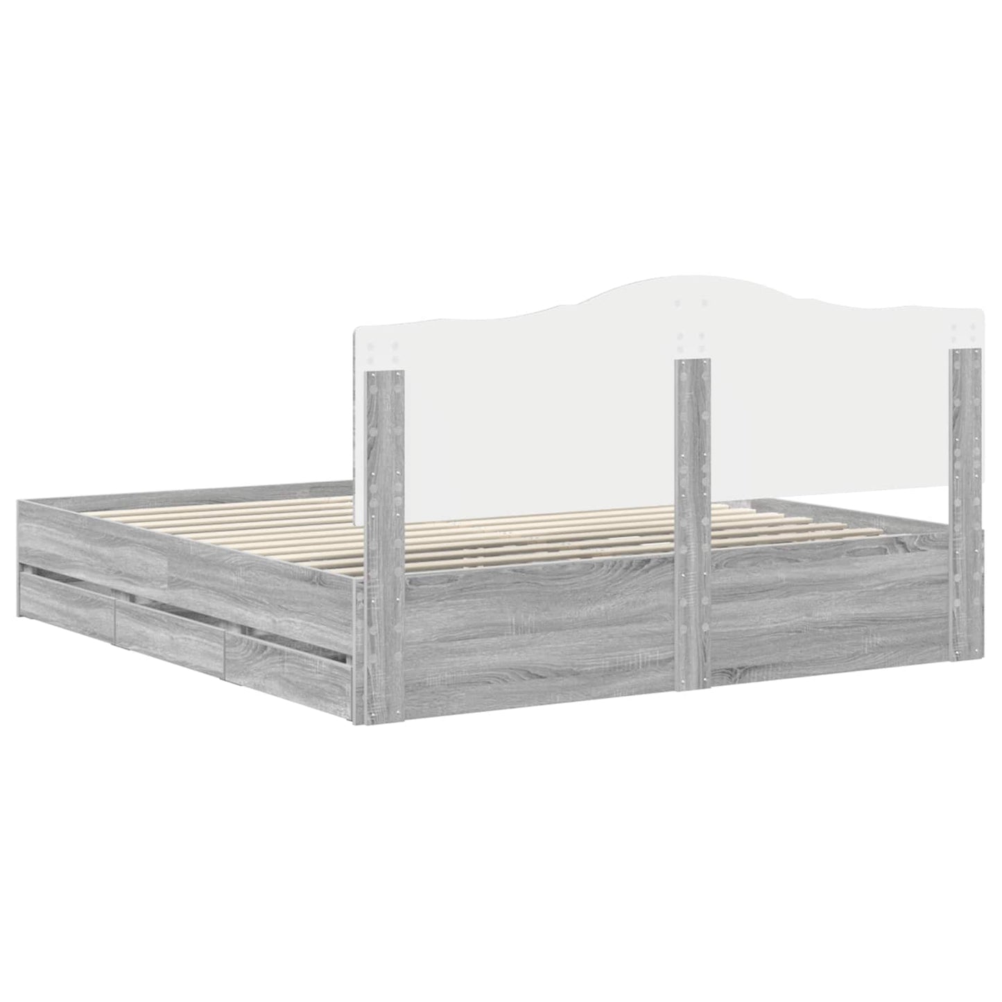 vidaXL Κρεβάτι Αποθήκης Γκρίζο Σονομα 200 x 200 cm Επεξεργασμένο ξύλο