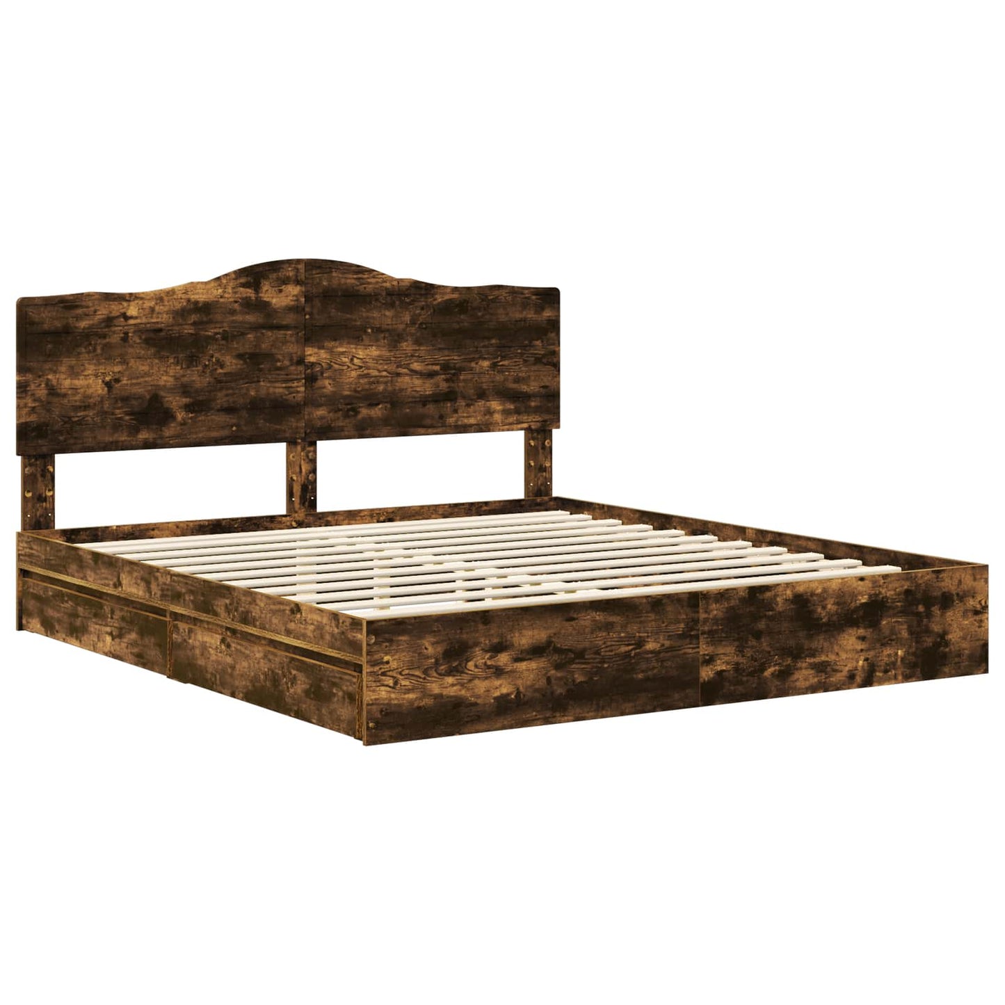 vidaXL Κρεβάτι Αποθήκης Καπνιστό Δρύς 180 x 200 cm Επεξεργασμένο ξύλο