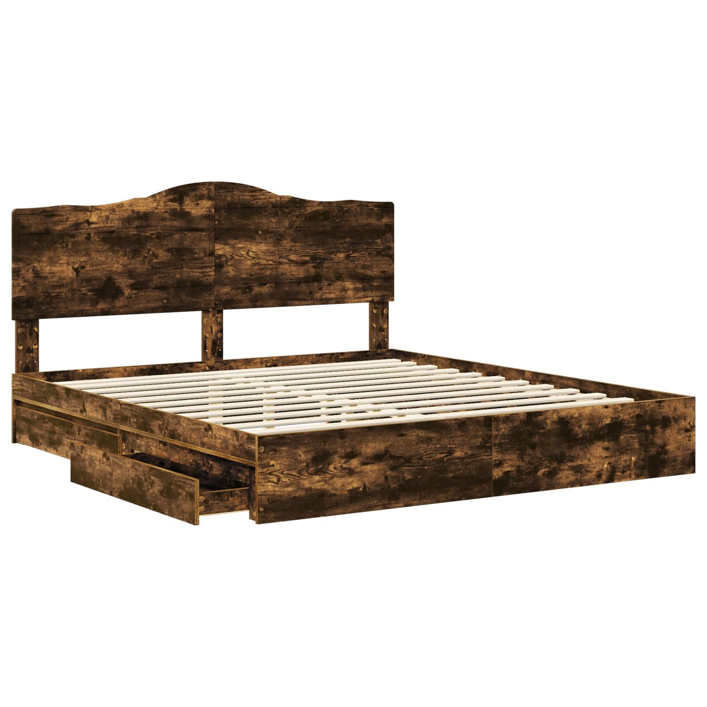 vidaXL Κρεβάτι Αποθήκης Καπνιστό Δρύς 180 x 200 cm Επεξεργασμένο ξύλο