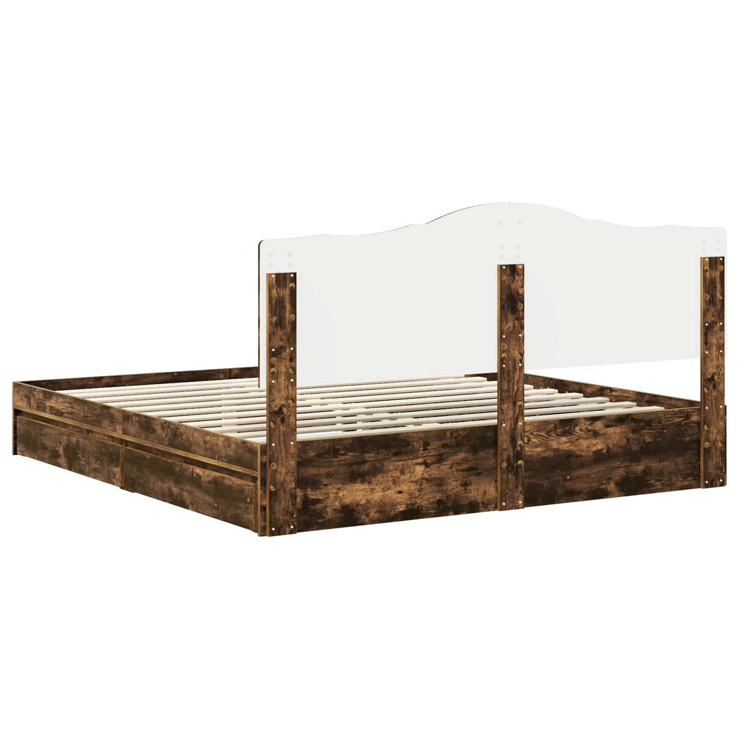 vidaXL Κρεβάτι Αποθήκης Καπνιστό Δρύς 180 x 200 cm Επεξεργασμένο ξύλο