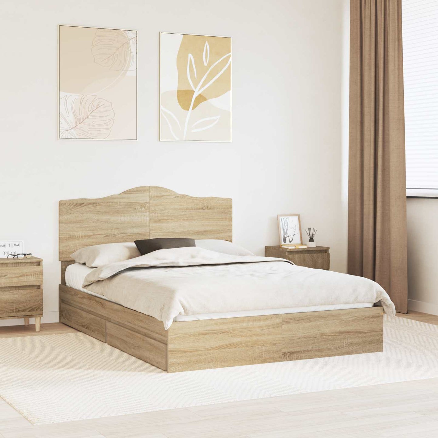vidaXL Κρεβάτι Αποθήκης Δρύς Sonoma 160 x 200 cm Επεξεργασμένο ξύλο