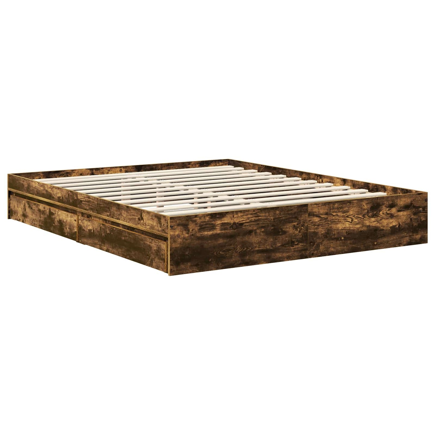 vidaXL Κρεβάτι Αποθήκης Καπνιστό Δρύς 160 x 200 cm Επεξεργασμένο ξύλο