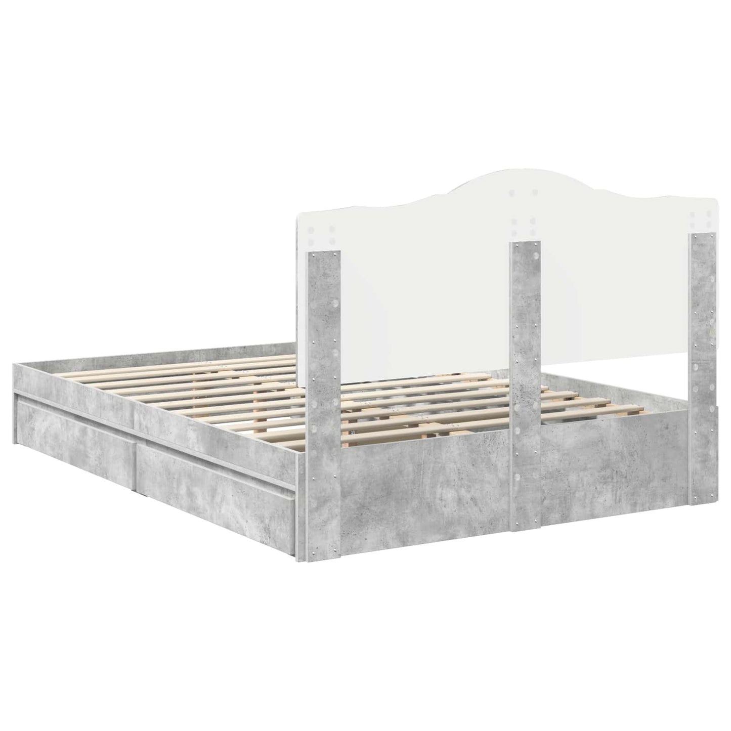 vidaXL Κρεβάτι Αποθήκης Σκυρόδεμα Γκρι 150 x 200 cm Επεξεργασμένο ξύλο