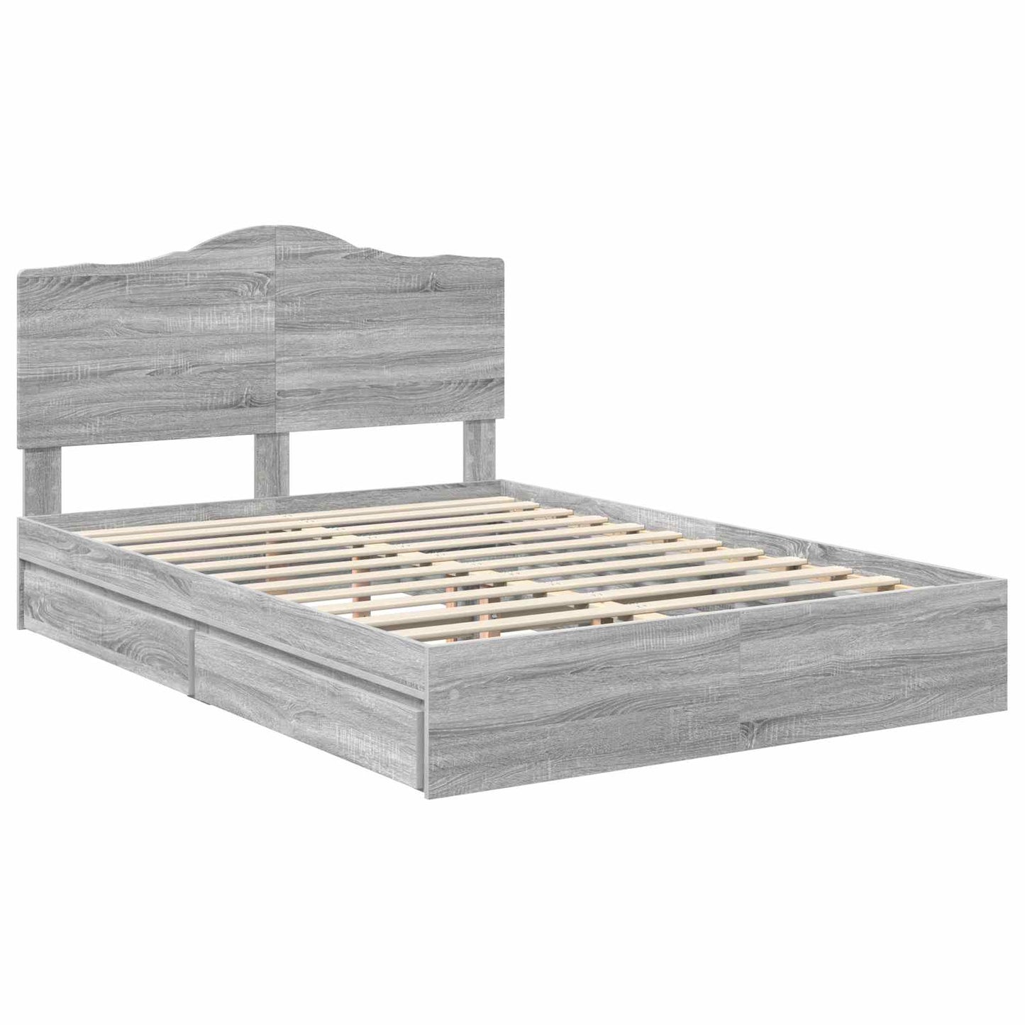 vidaXL Κρεβάτι Αποθήκης Γκρίζο Σονομα 150 x 200 cm Επεξεργασμένο ξύλο