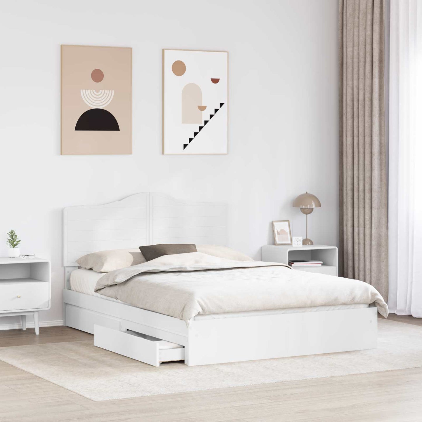vidaXL Κρεβάτι Αποθήκης Λευκό 140 x 200 cm Επεξεργασμένο ξύλο