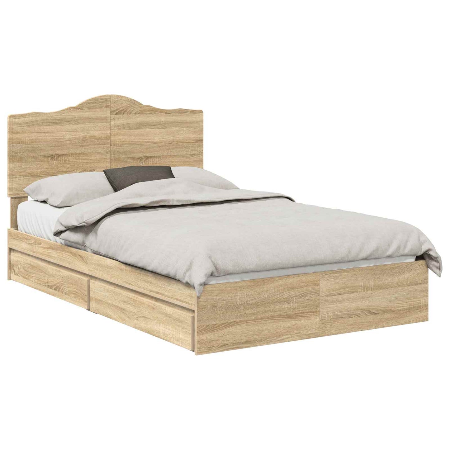 vidaXL Κρεβάτι Αποθήκης Δρύς Sonoma 135 x 190 cm Επεξεργασμένο ξύλο