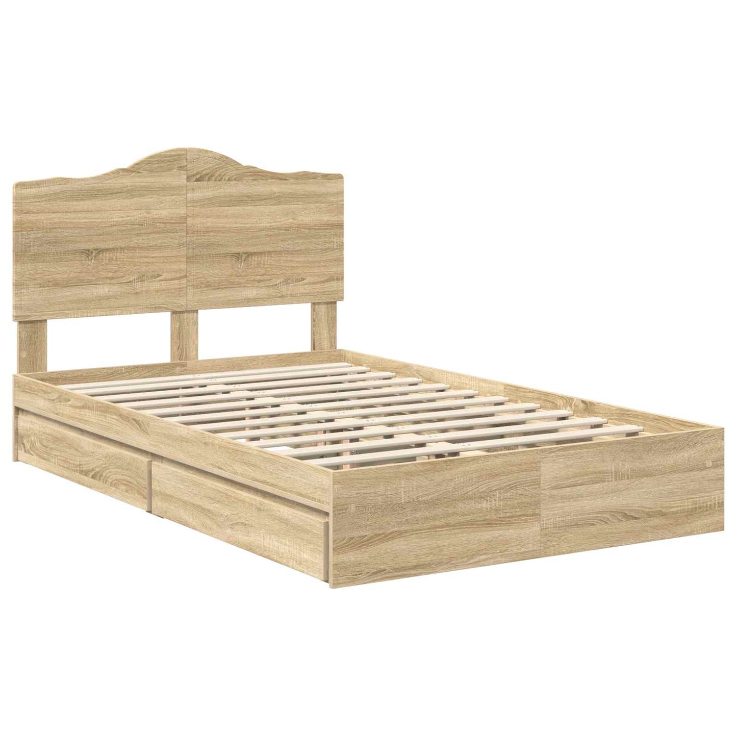 vidaXL Κρεβάτι Αποθήκης Δρύς Sonoma 135 x 190 cm Επεξεργασμένο ξύλο