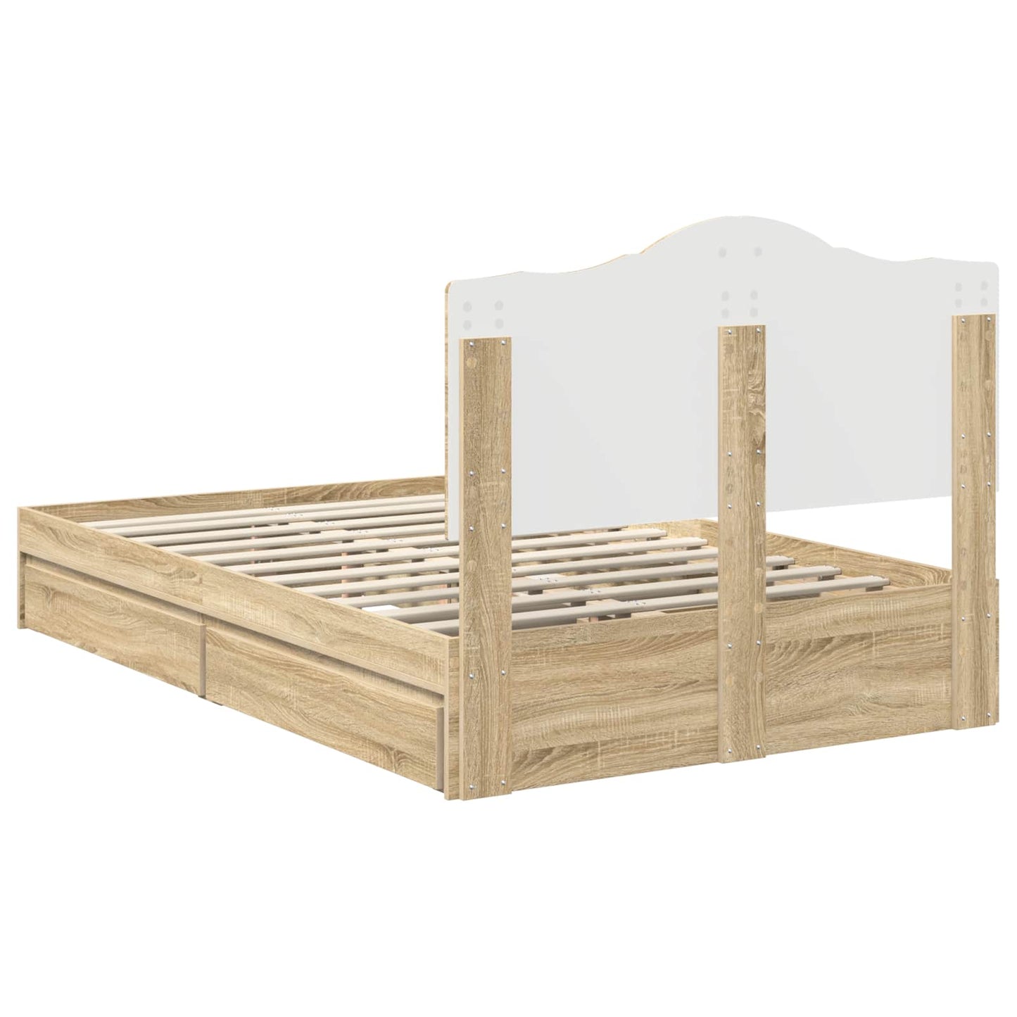 vidaXL Κρεβάτι Αποθήκης Δρύς Sonoma 135 x 190 cm Επεξεργασμένο ξύλο