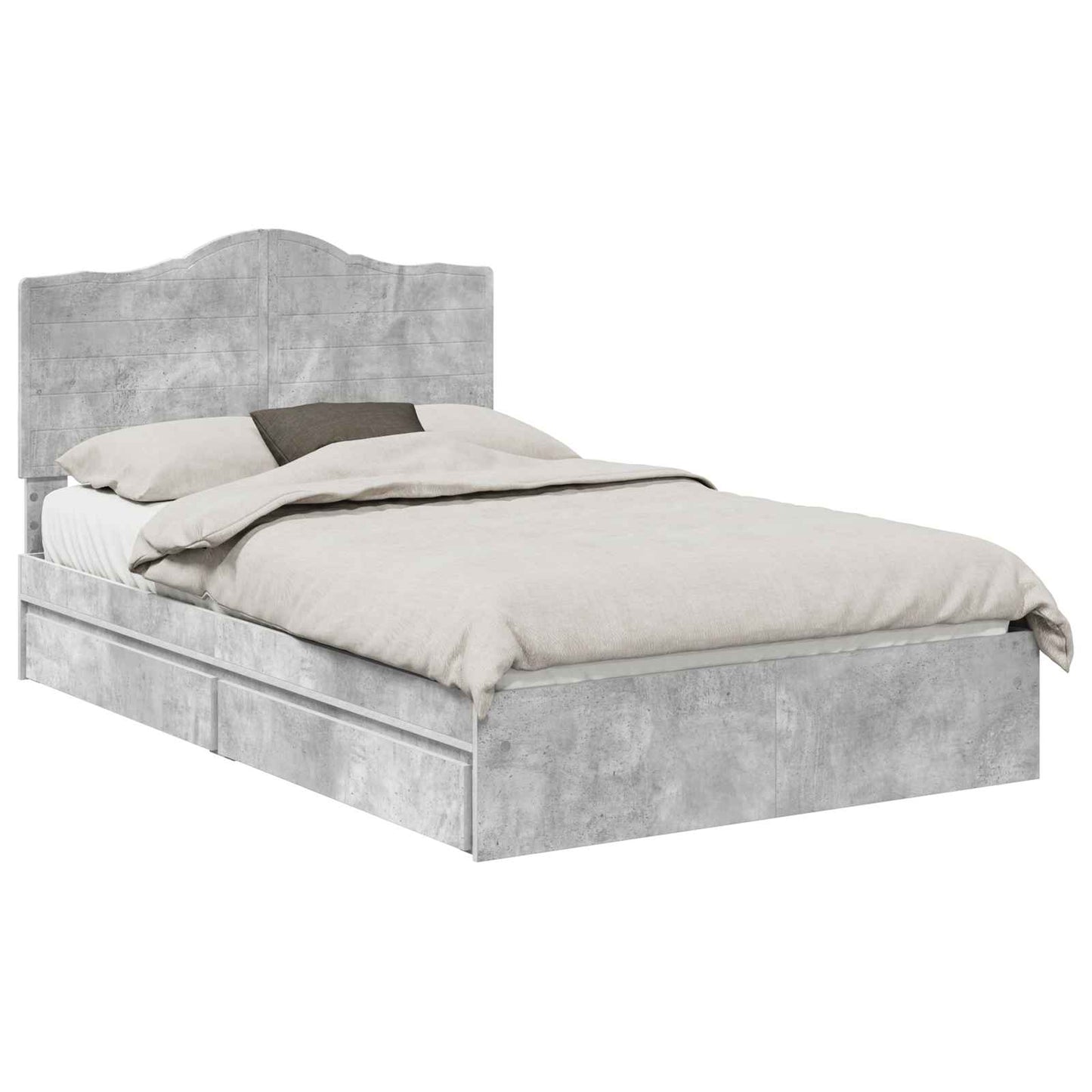 vidaXL Κρεβάτι Αποθήκης Σκυρόδεμα Γκρι 135 x 190 cm Επεξεργασμένο ξύλο