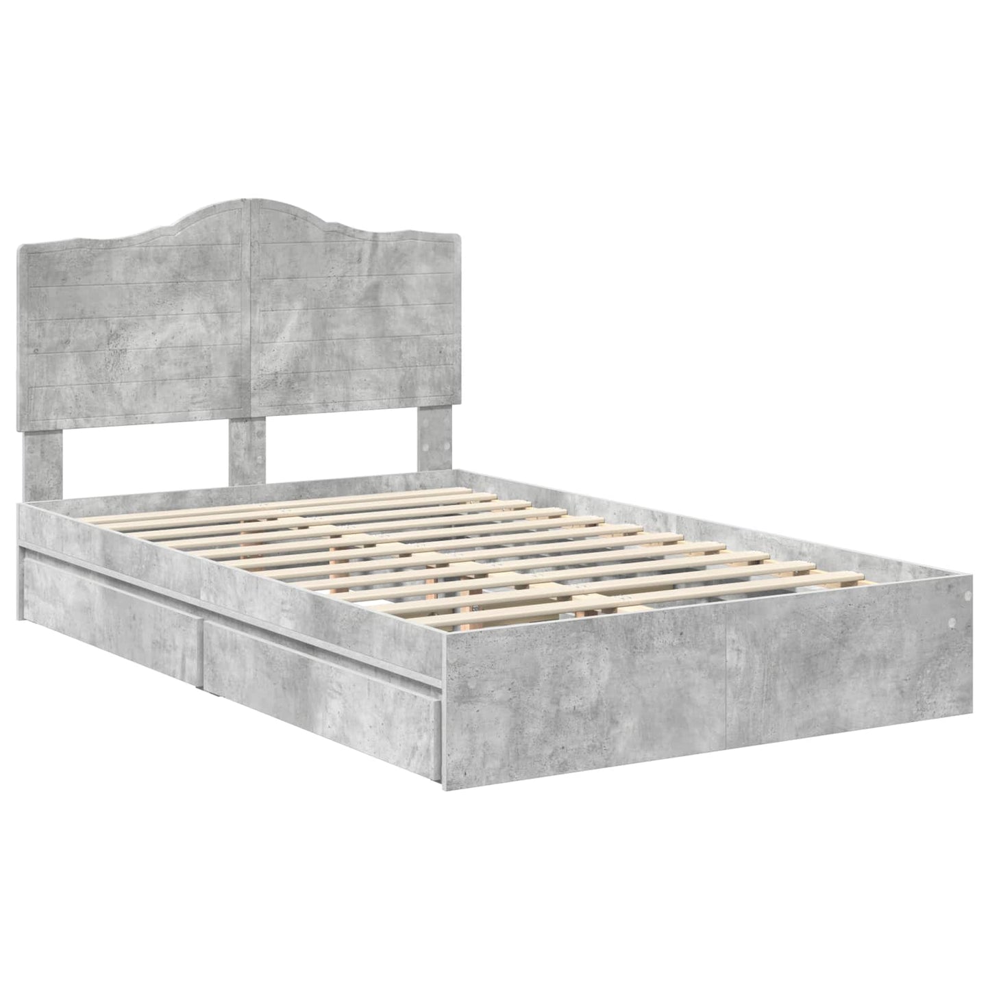 vidaXL Κρεβάτι Αποθήκης Σκυρόδεμα Γκρι 135 x 190 cm Επεξεργασμένο ξύλο