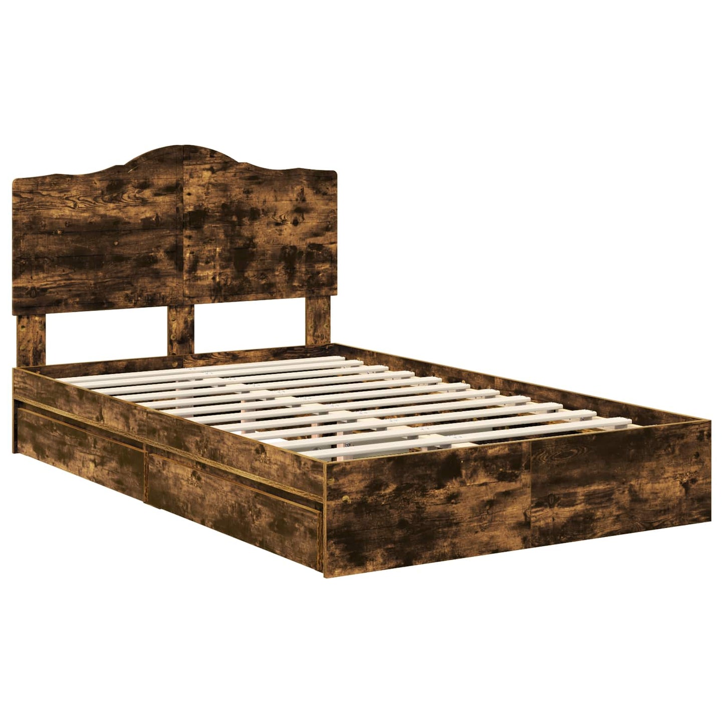 vidaXL Κρεβάτι Αποθήκης Καπνιστό Δρύς 135 x 190 cm Επεξεργασμένο ξύλο