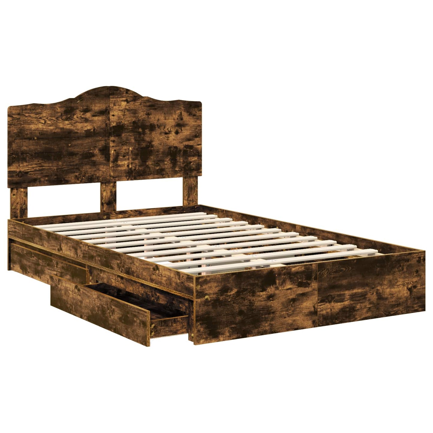 vidaXL Κρεβάτι Αποθήκης Καπνιστό Δρύς 135 x 190 cm Επεξεργασμένο ξύλο