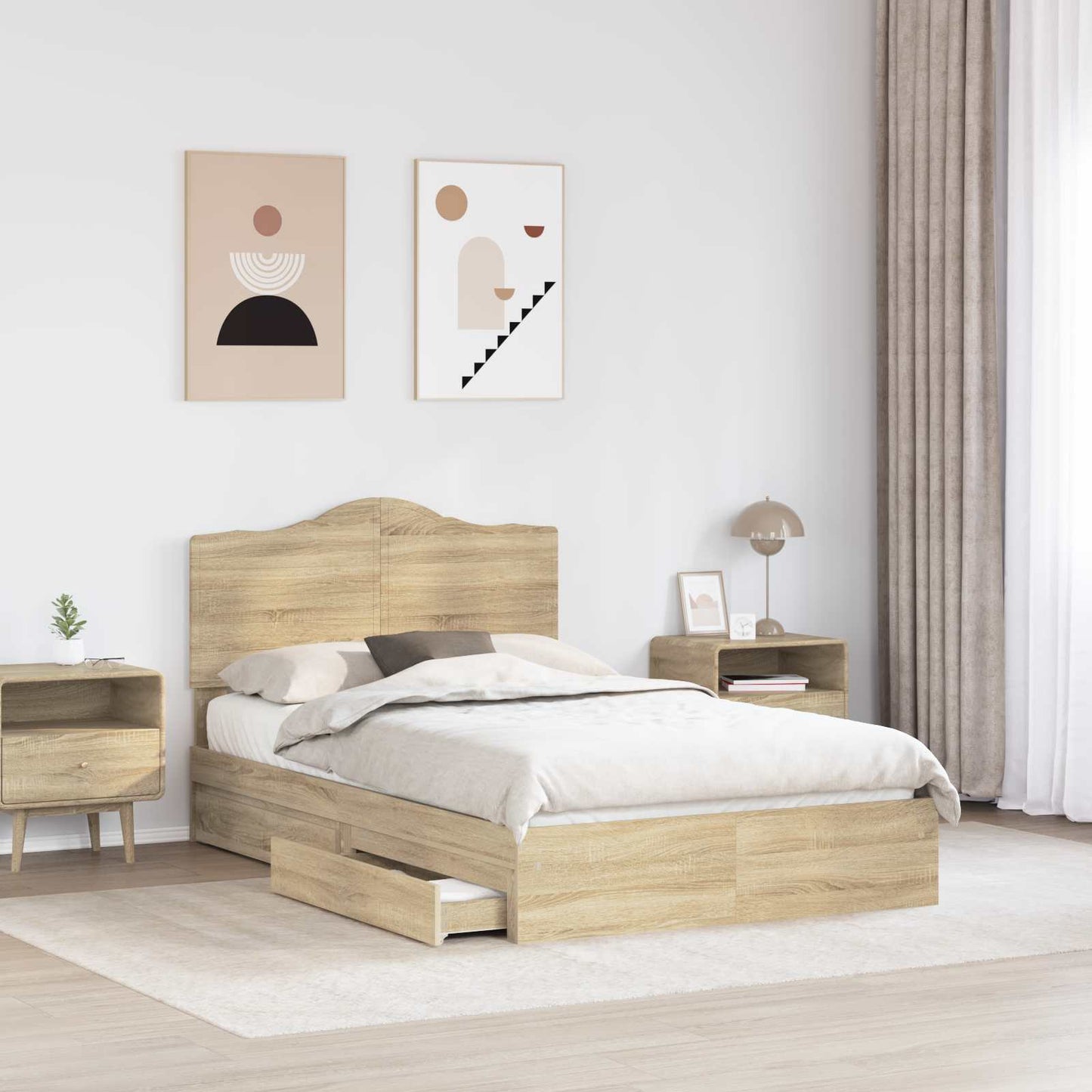 vidaXL Κρεβάτι Αποθήκης Δρύς Sonoma 120 x 200 cm Επεξεργασμένο ξύλο
