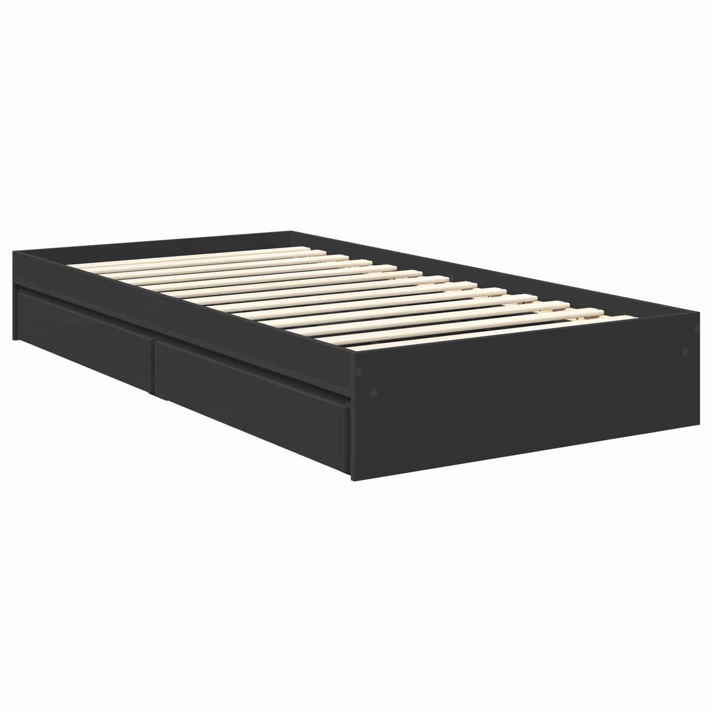 vidaXL Κρεβάτι Αποθήκης Μαύρο 100 x 200 cm Επεξεργασμένο ξύλο