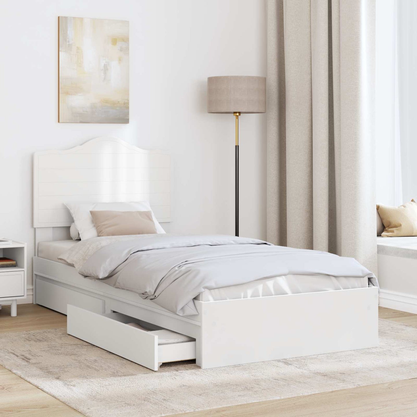 vidaXL Κρεβάτι Αποθήκης Λευκό 90 x 200 cm Επεξεργασμένο ξύλο