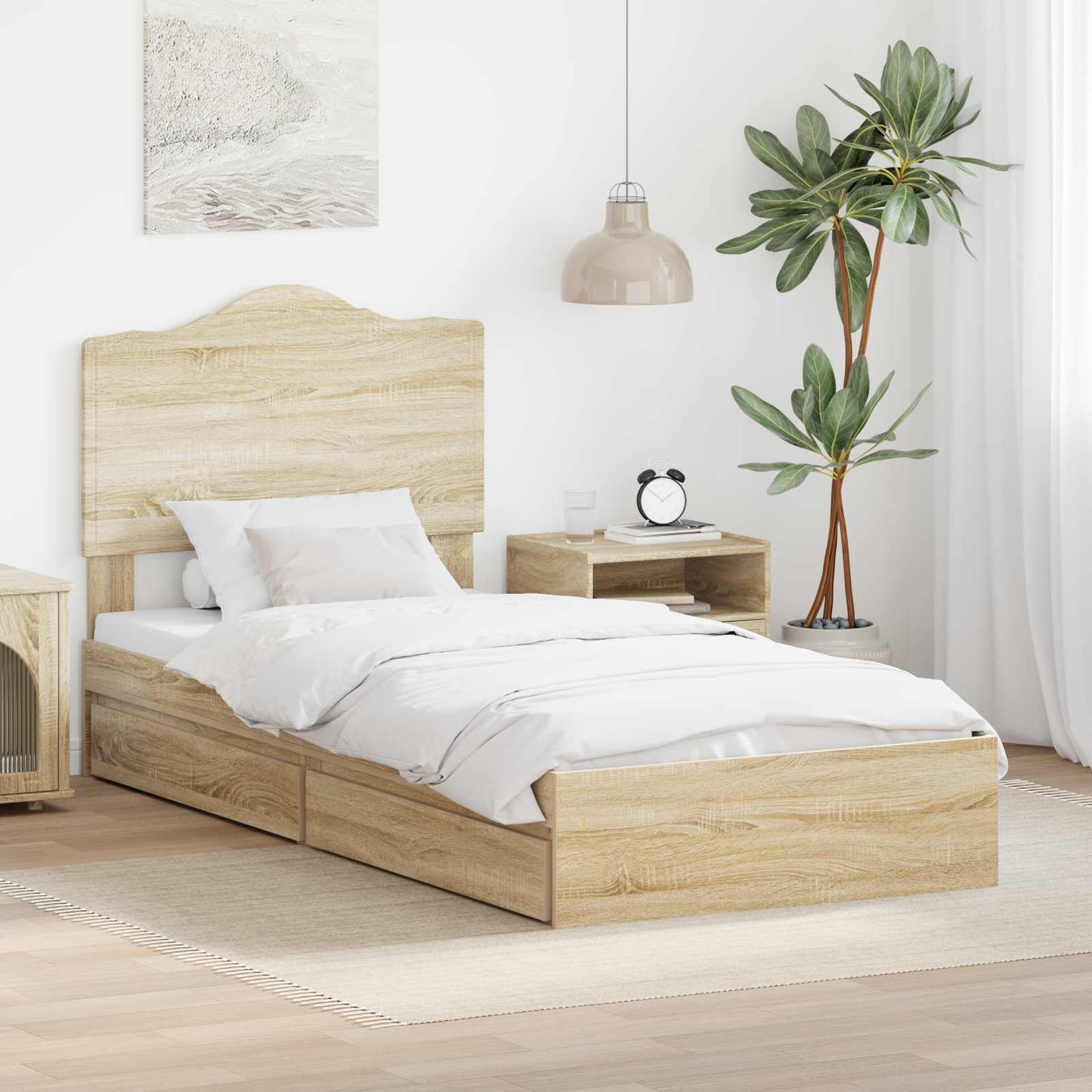 vidaXL Κρεβάτι Αποθήκης Δρύς Sonoma 90 x 200 cm Επεξεργασμένο ξύλο