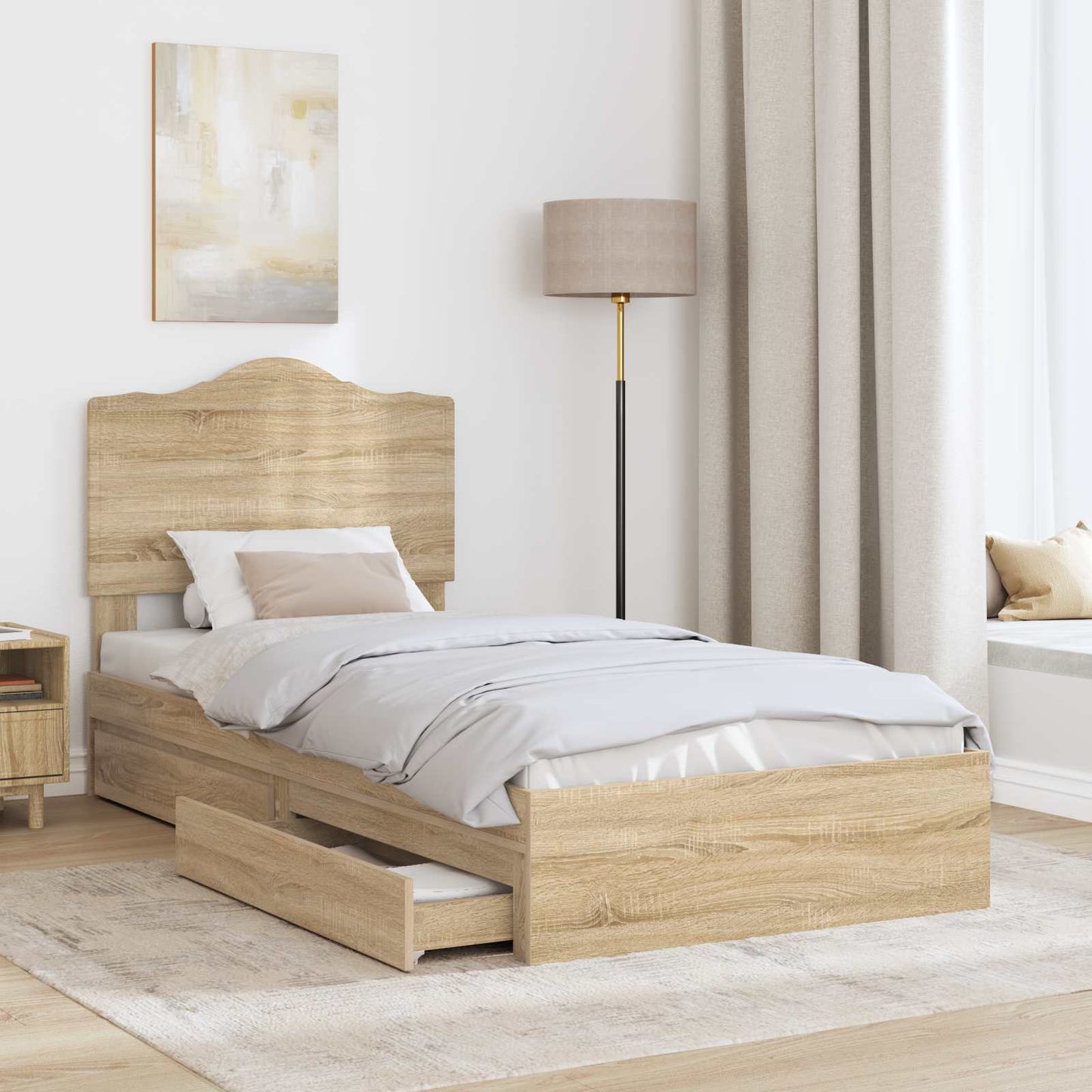 vidaXL Κρεβάτι Αποθήκης Δρύς Sonoma 90 x 200 cm Επεξεργασμένο ξύλο