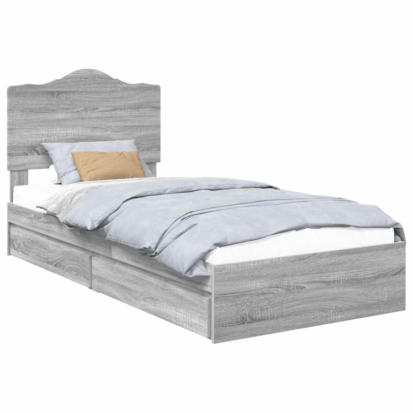vidaXL Κρεβάτι Αποθήκης Γκρίζο Σονομα 90 x 200 cm Επεξεργασμένο ξύλο