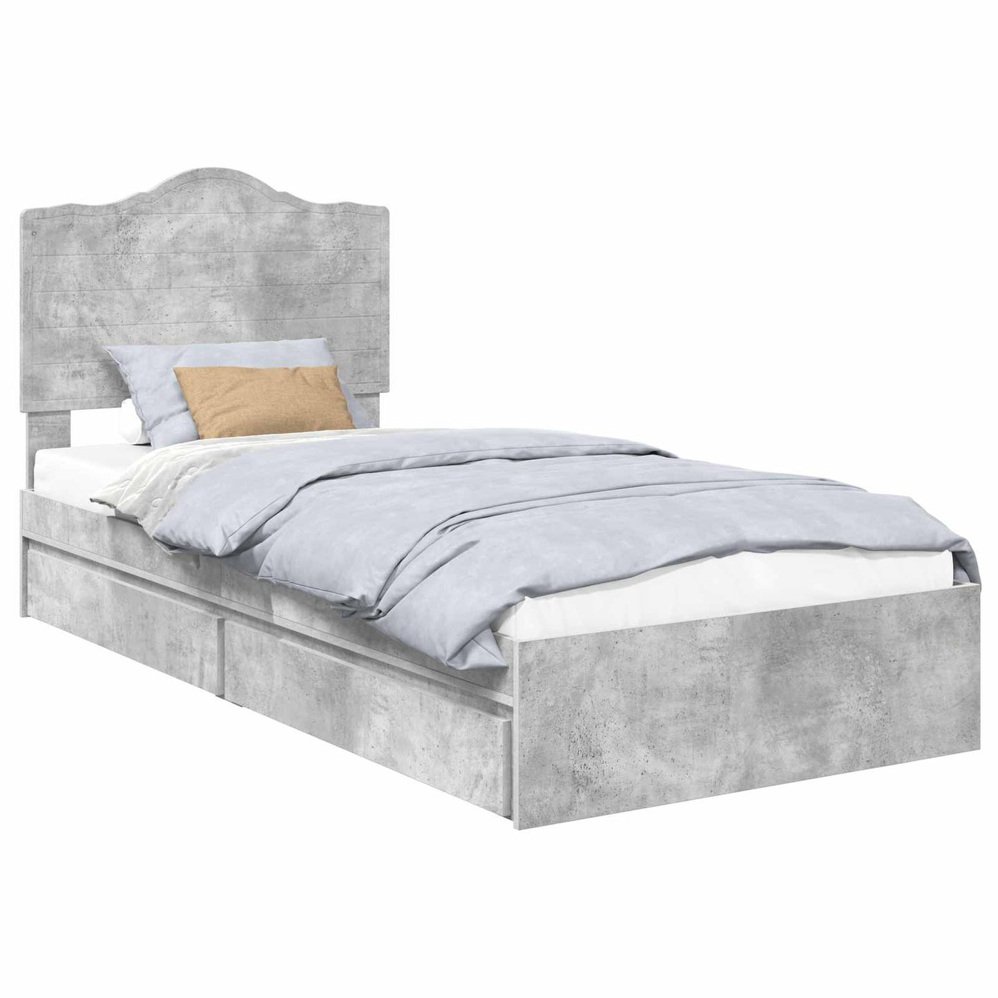 vidaXL Κρεβάτι Αποθήκης Σκυρόδεμα Γκρι 90 x 190 cm Επεξεργασμένο ξύλο