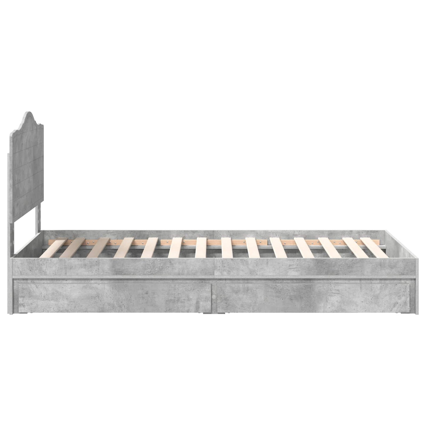 vidaXL Κρεβάτι Αποθήκης Σκυρόδεμα Γκρι 90 x 190 cm Επεξεργασμένο ξύλο
