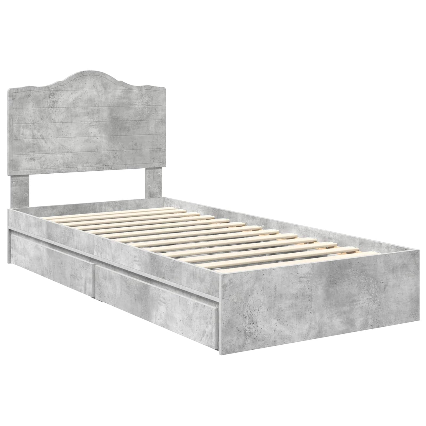 vidaXL Κρεβάτι Αποθήκης Σκυρόδεμα Γκρι 70 x 190 cm Επεξεργασμένο ξύλο