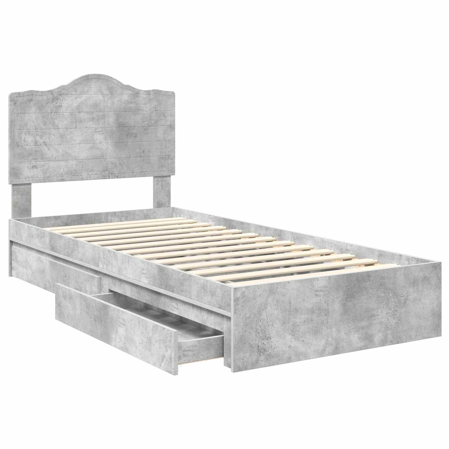 vidaXL Κρεβάτι Αποθήκης Σκυρόδεμα Γκρι 70 x 190 cm Επεξεργασμένο ξύλο