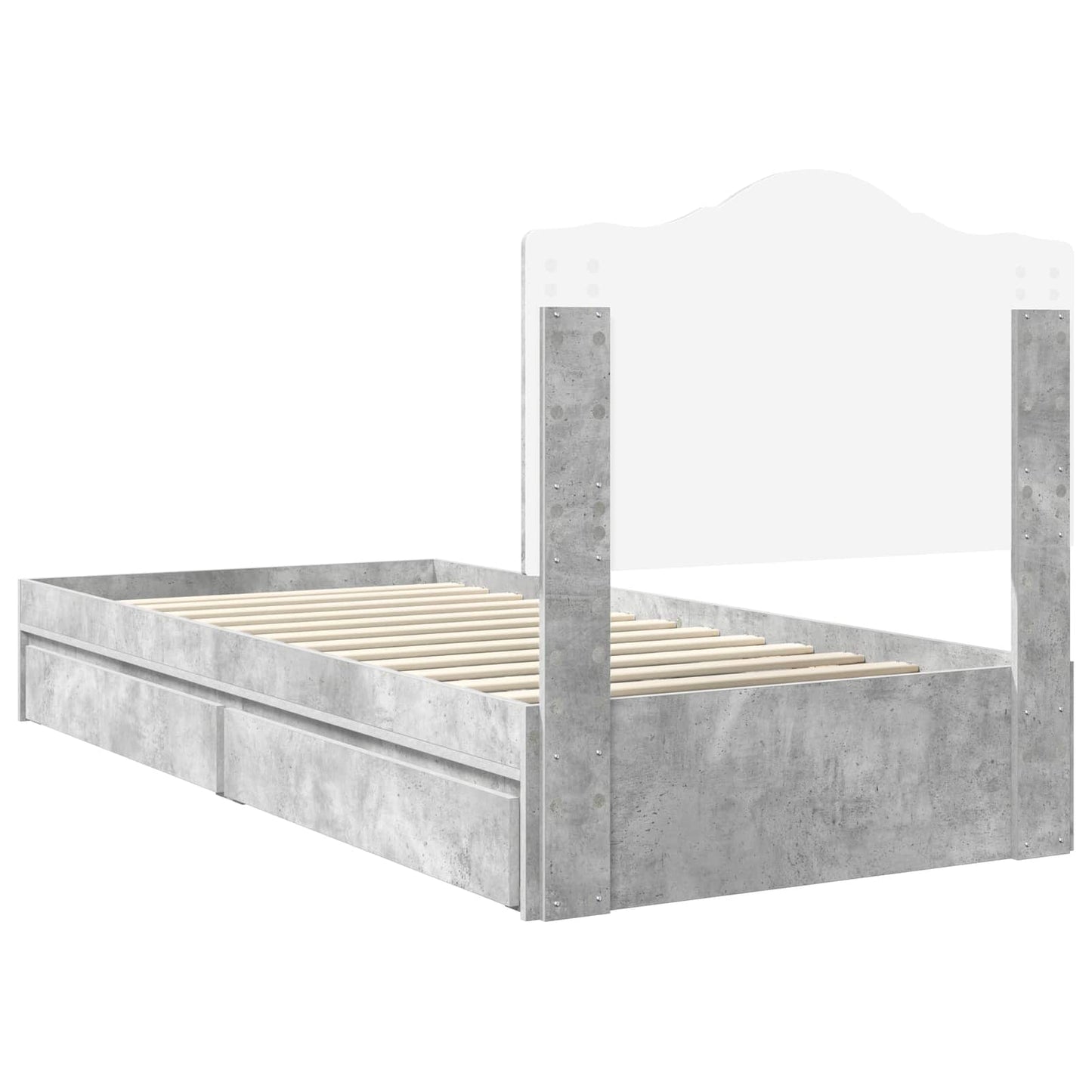 vidaXL Κρεβάτι Αποθήκης Σκυρόδεμα Γκρι 70 x 190 cm Επεξεργασμένο ξύλο