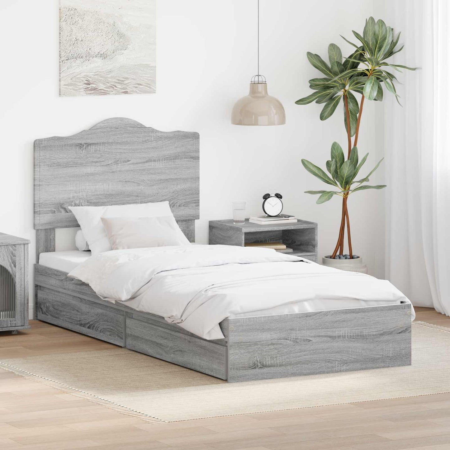 vidaXL Κρεβάτι Αποθήκης Γκρίζο Σονομα 70 x 190 cm Επεξεργασμένο ξύλο
