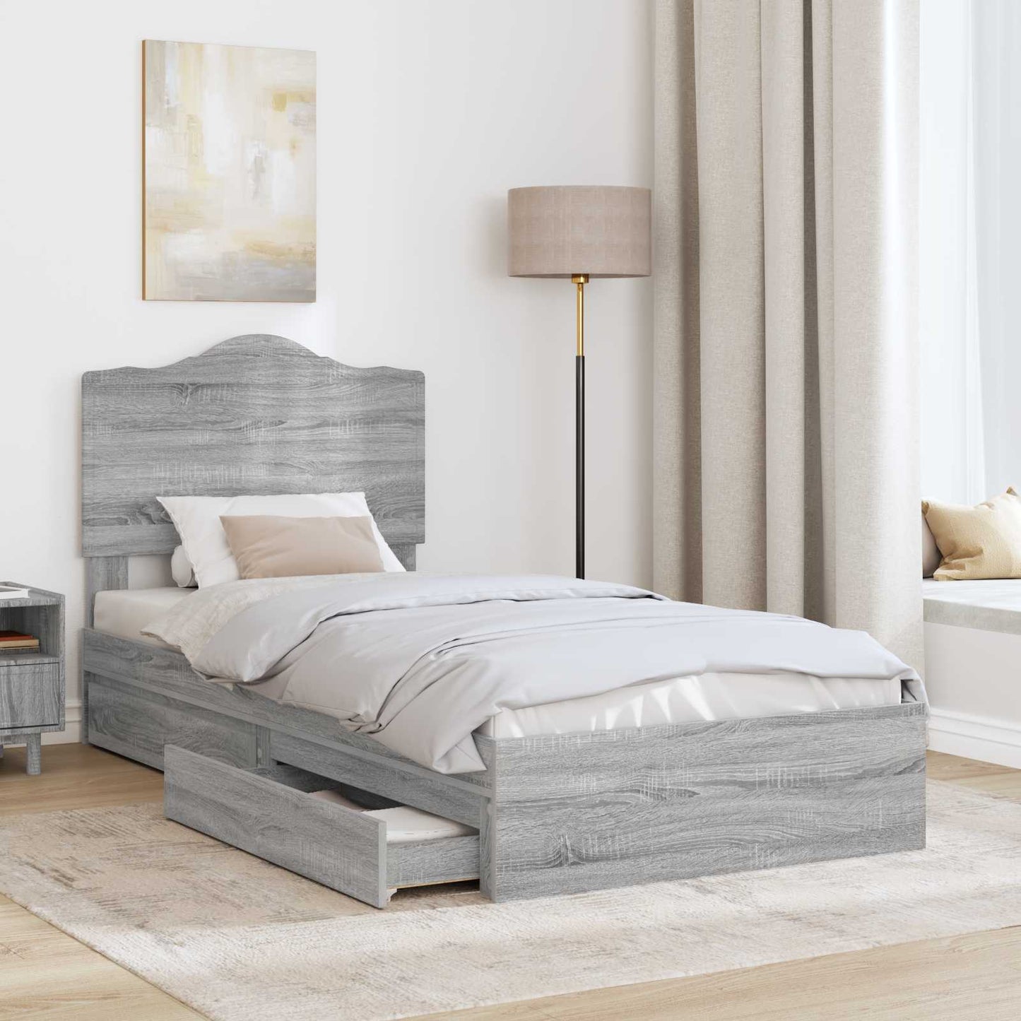 vidaXL Κρεβάτι Αποθήκης Γκρίζο Σονομα 70 x 190 cm Επεξεργασμένο ξύλο
