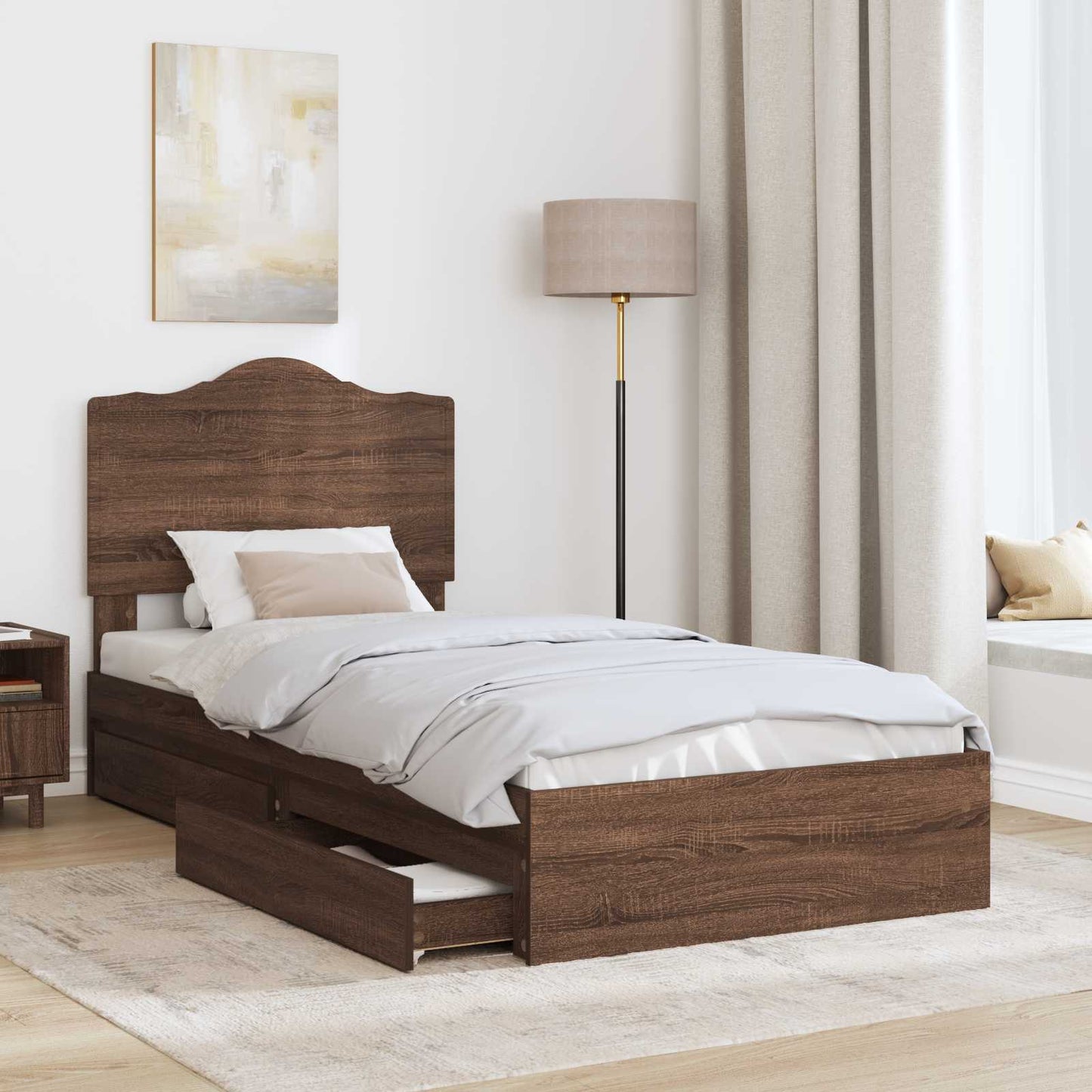 vidaXL Κρεβάτι Αποθήκης Καφέ δρυς 70 x 190 cm Επεξεργασμένο ξύλο