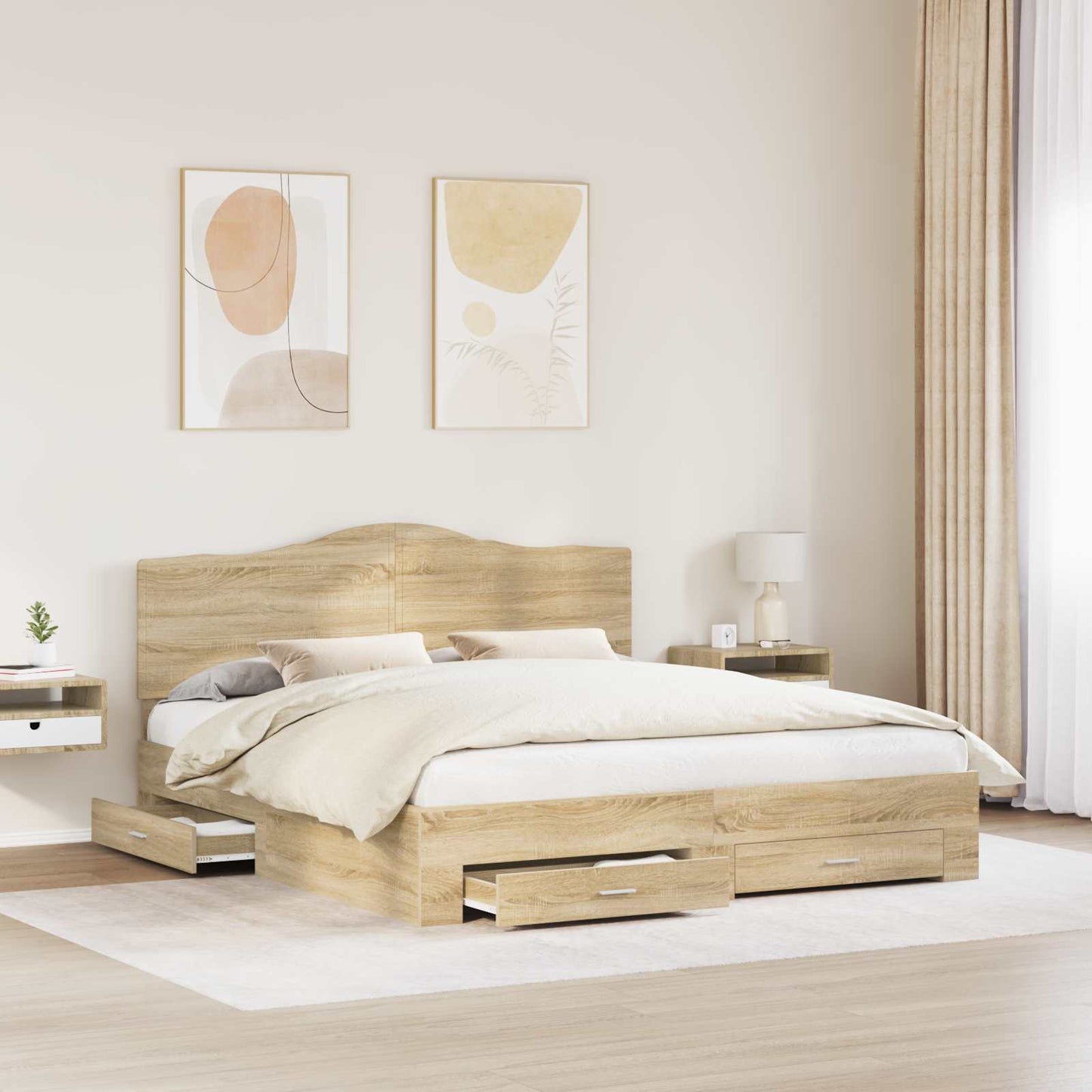 vidaXL Σκελετός Κρεβατιού Δρύς Sonoma 200 x 200 cm Επεξεργασμένο ξύλο