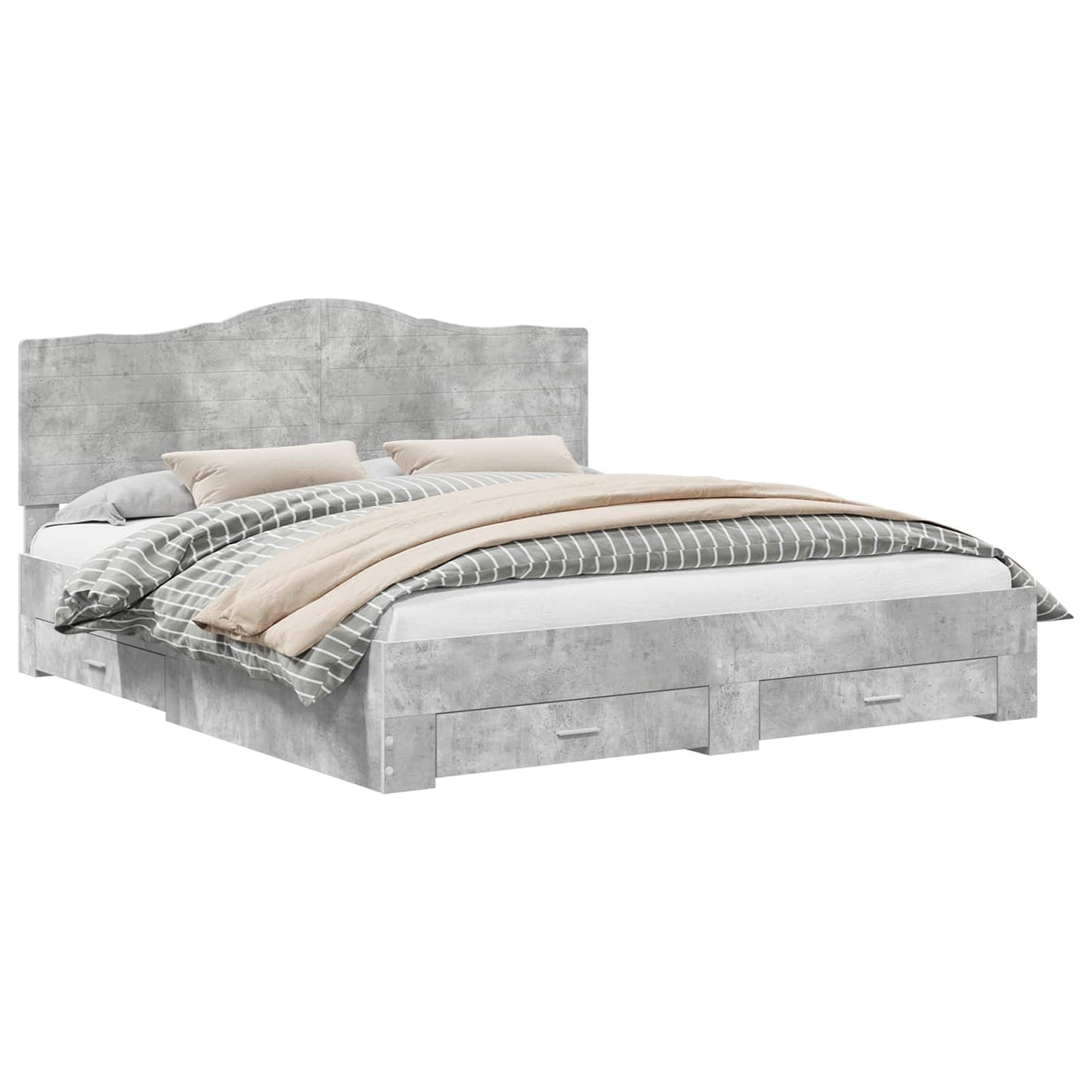 vidaXL Σκελετός Κρεβατιού με κεφαλάρι Σκυρόδεμα Γκρι 180 x 200 cm