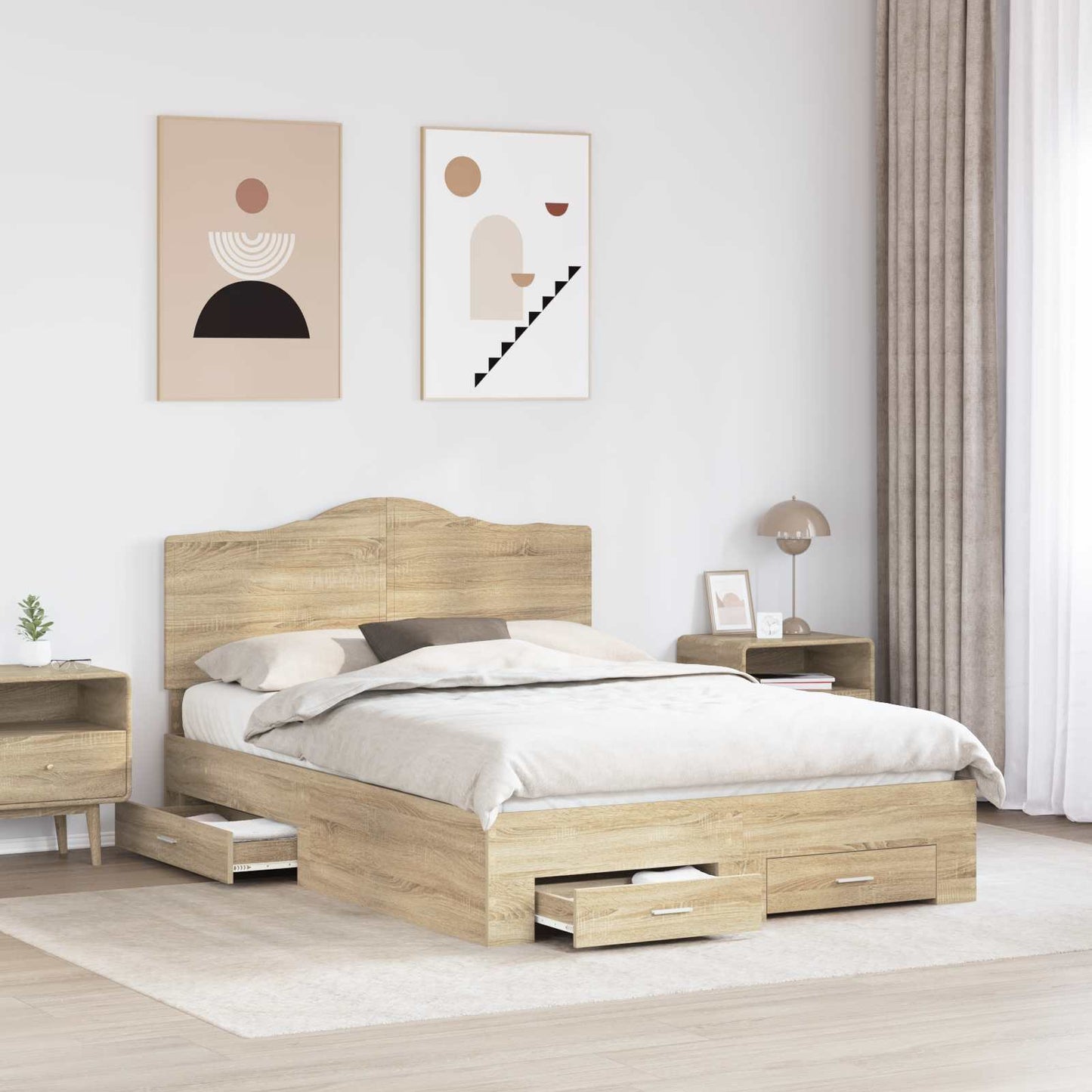 vidaXL Σκελετός Κρεβατιού Δρύς Sonoma 150 x 200 cm Επεξεργασμένο ξύλο