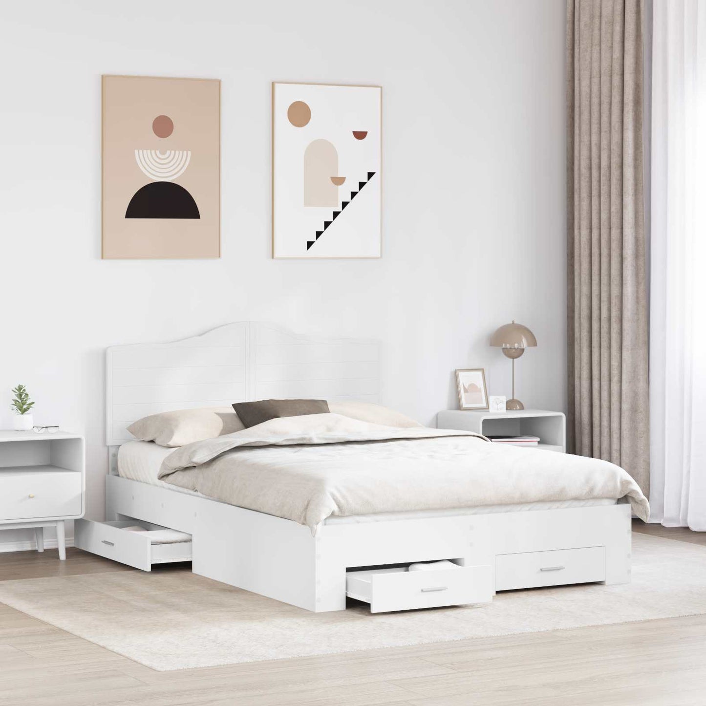 vidaXL Σκελετός Κρεβατιού Λευκό 140 x 190 cm Επεξεργασμένο ξύλο