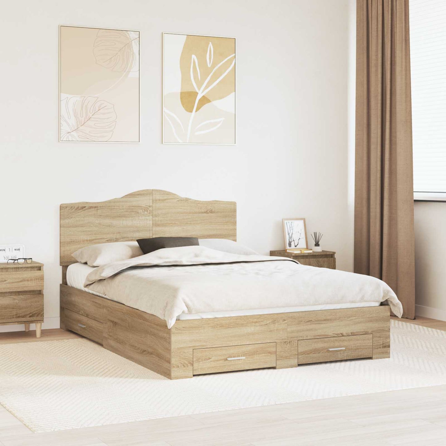 vidaXL Σκελετός Κρεβατιού Δρύς Sonoma 140 x 190 cm Επεξεργασμένο ξύλο