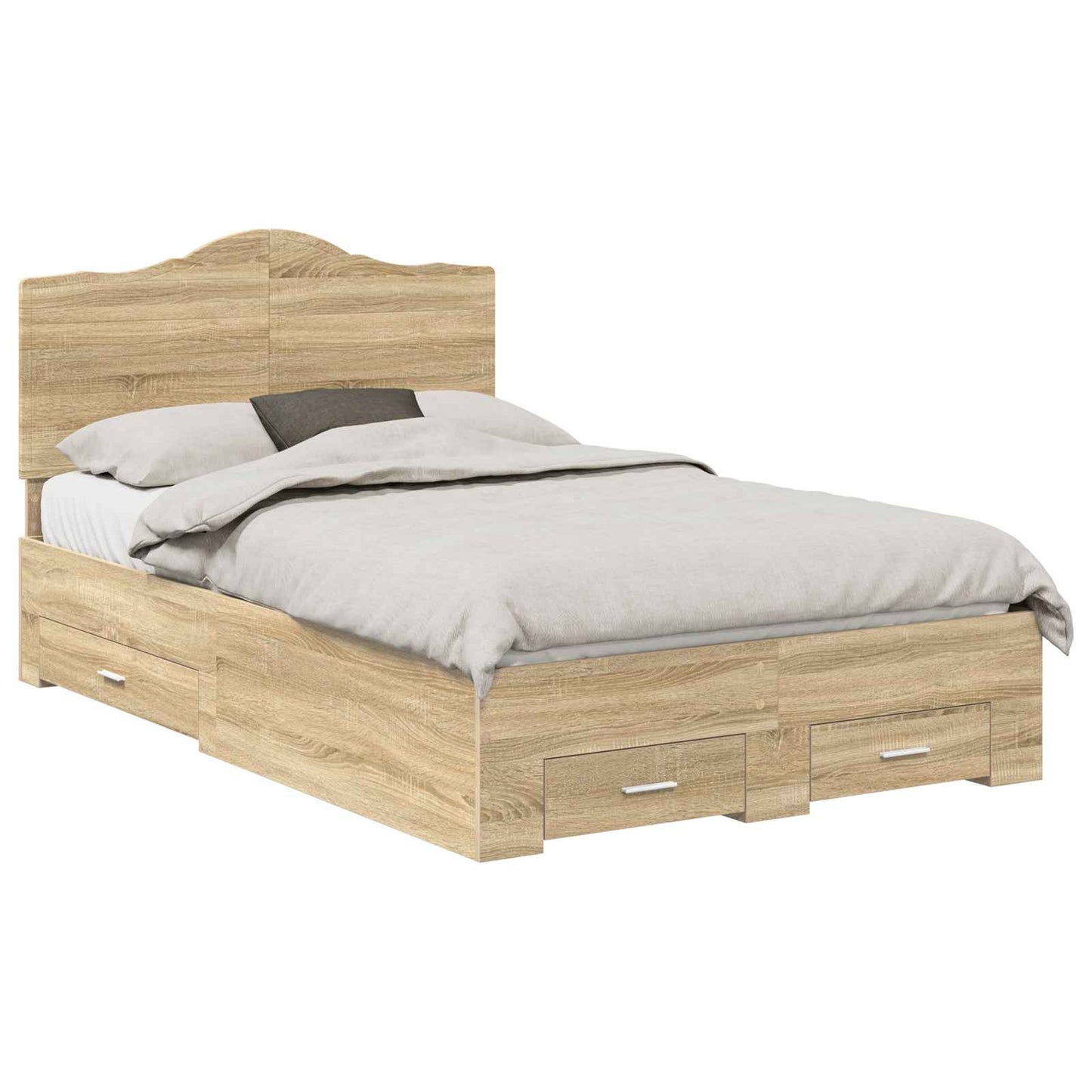 vidaXL Σκελετός Κρεβατιού Δρύς Sonoma 135 x 190 cm Επεξεργασμένο ξύλο