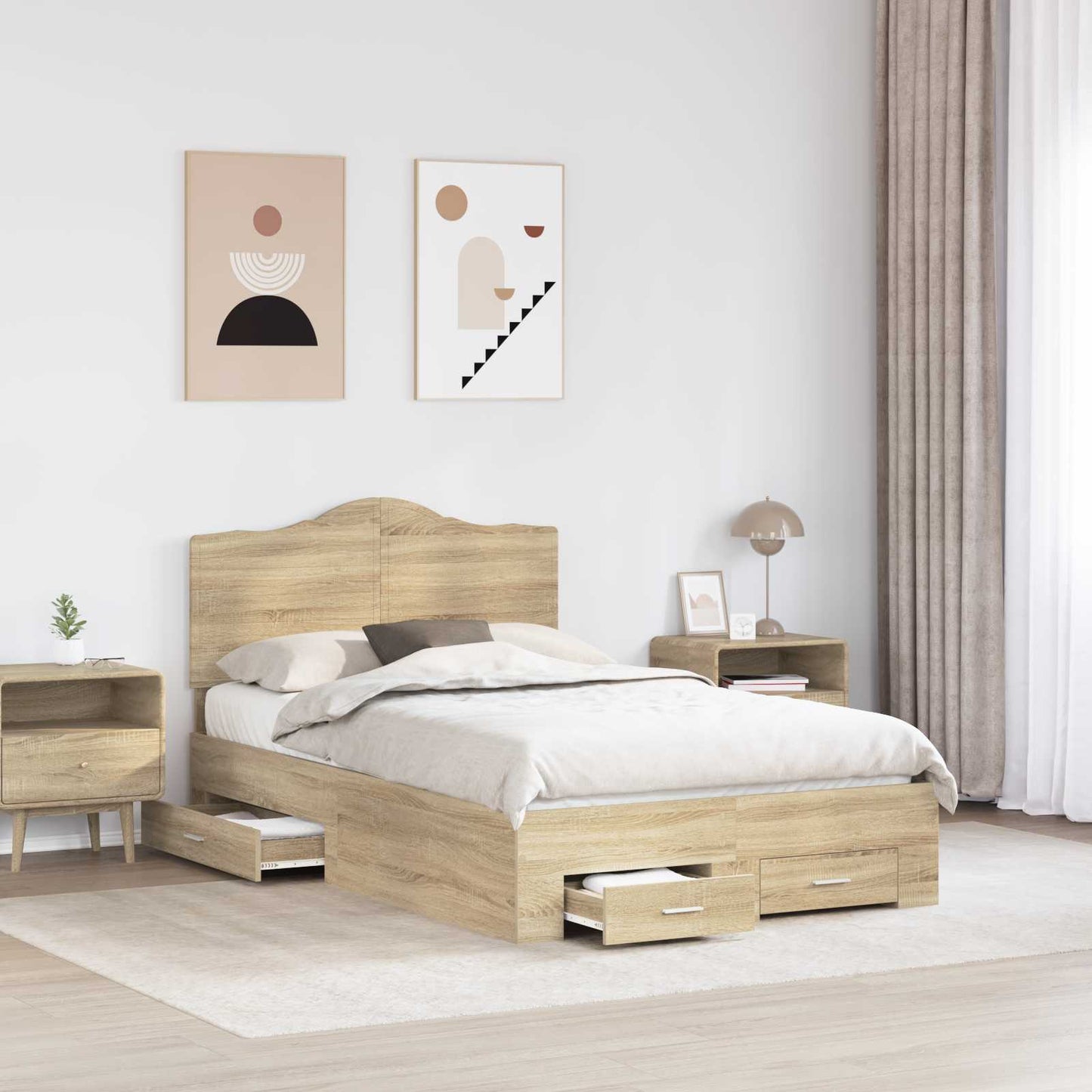 vidaXL Σκελετός Κρεβατιού Δρύς Sonoma 120 x 200 cm Επεξεργασμένο ξύλο