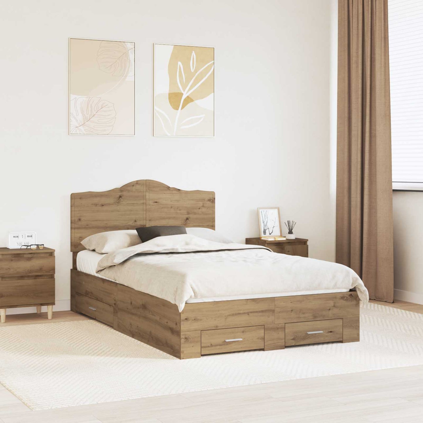 vidaXL Σκελετός Κρεβατιού Artisan Oak 120 x 190 cm Επεξεργασμένο ξύλο