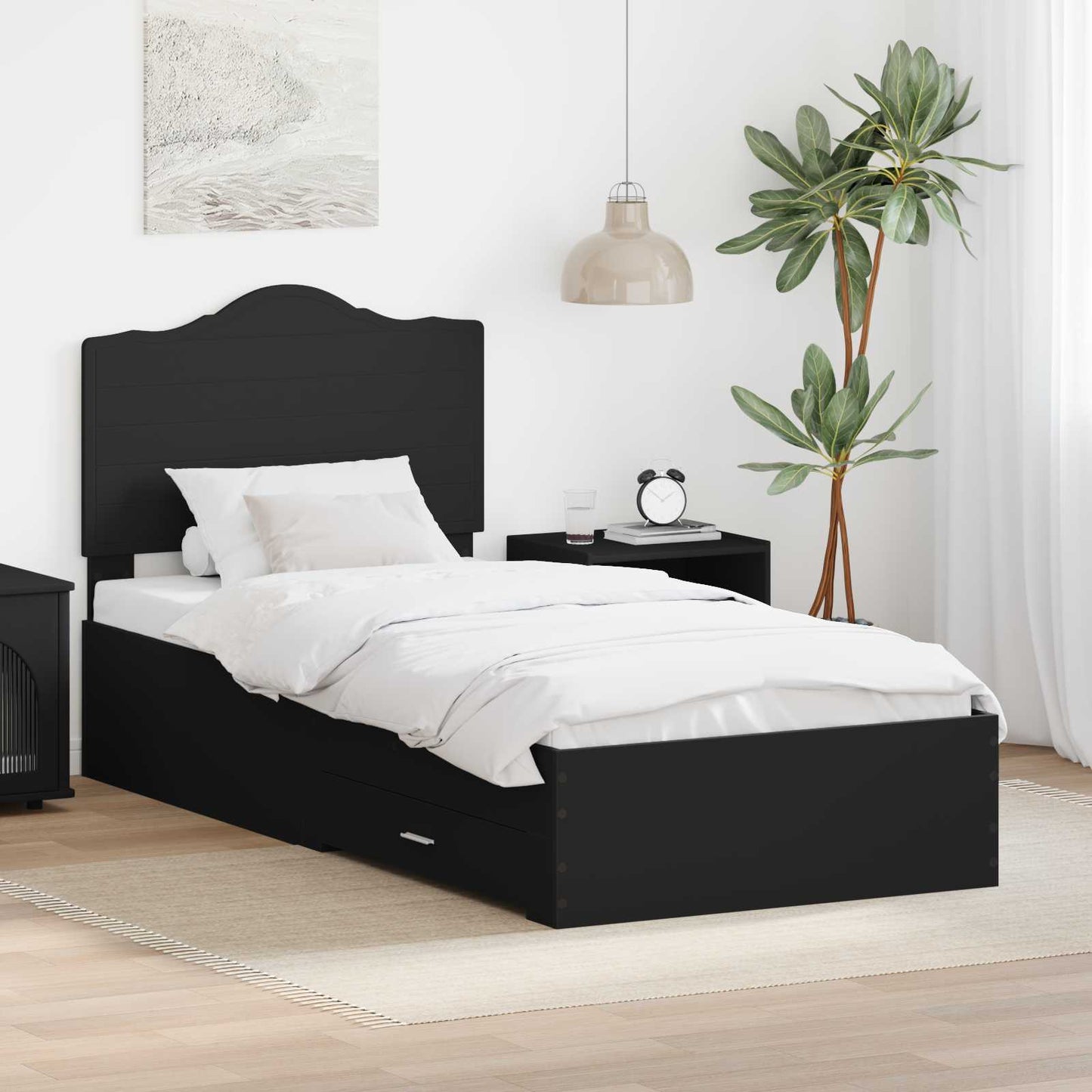 vidaXL Σκελετός Κρεβατιού Μαύρο 100 x 200 cm Επεξεργασμένο ξύλο